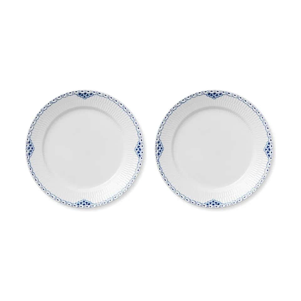 Royal Copenhagen Middagstallerkener Prinsesse Middagstallerken - 2 stk. i Hvid/blå, 27 cm, 1