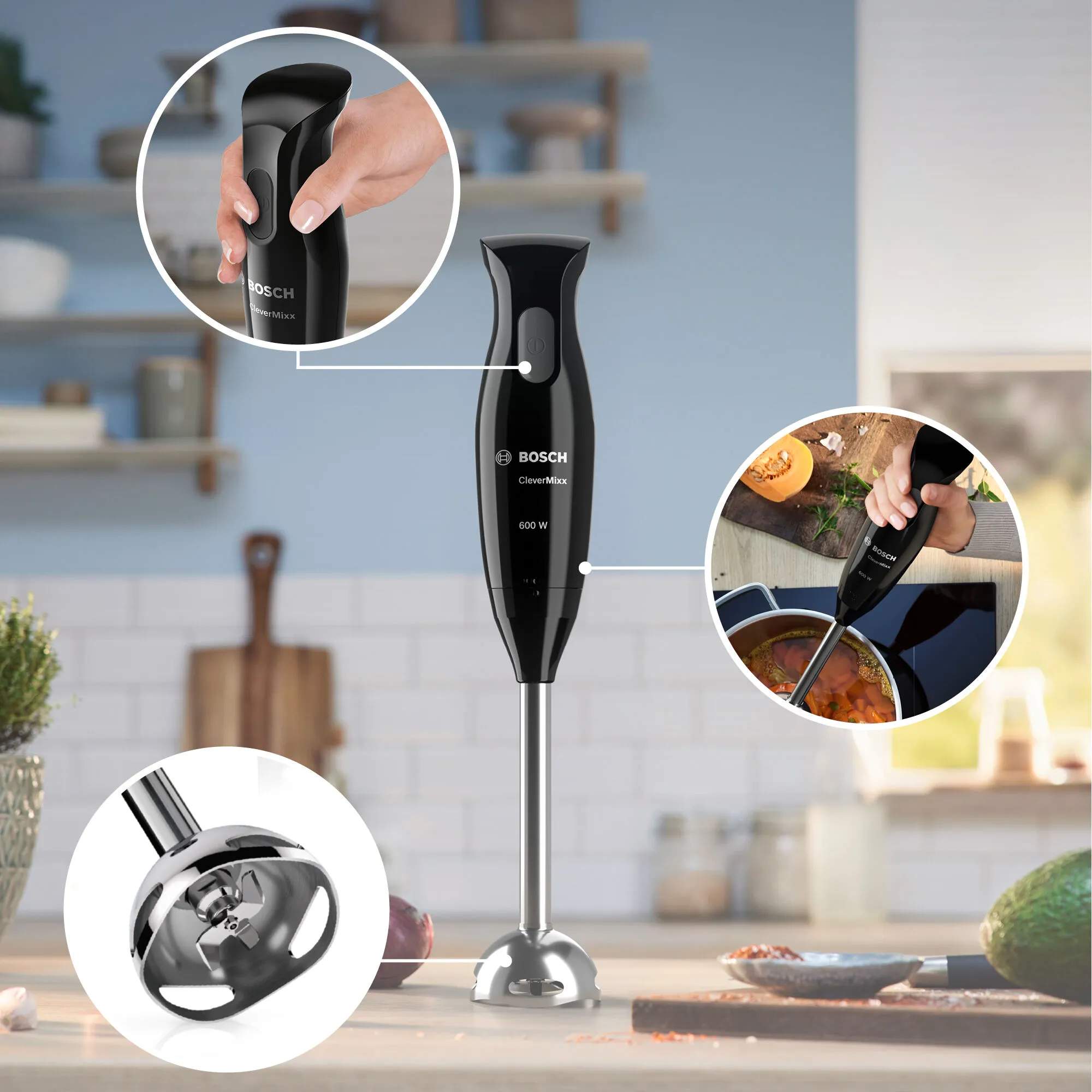 Bosch Stavblendere CleverMixx Stavblender i Piano sort, 3