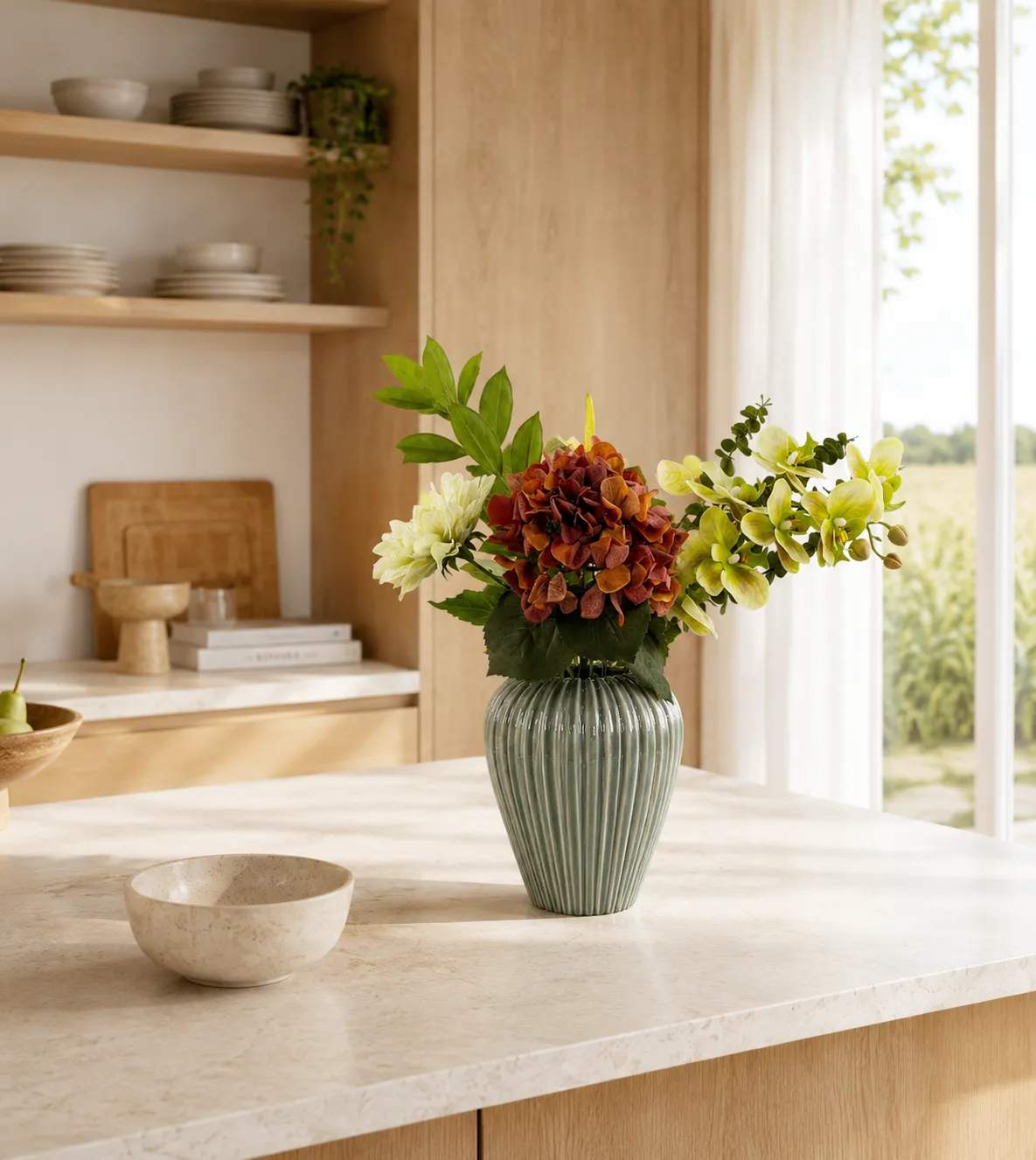 everbloom Kunstige blomster Kunstig Real Touch Blomsterbuket i Orange, 2