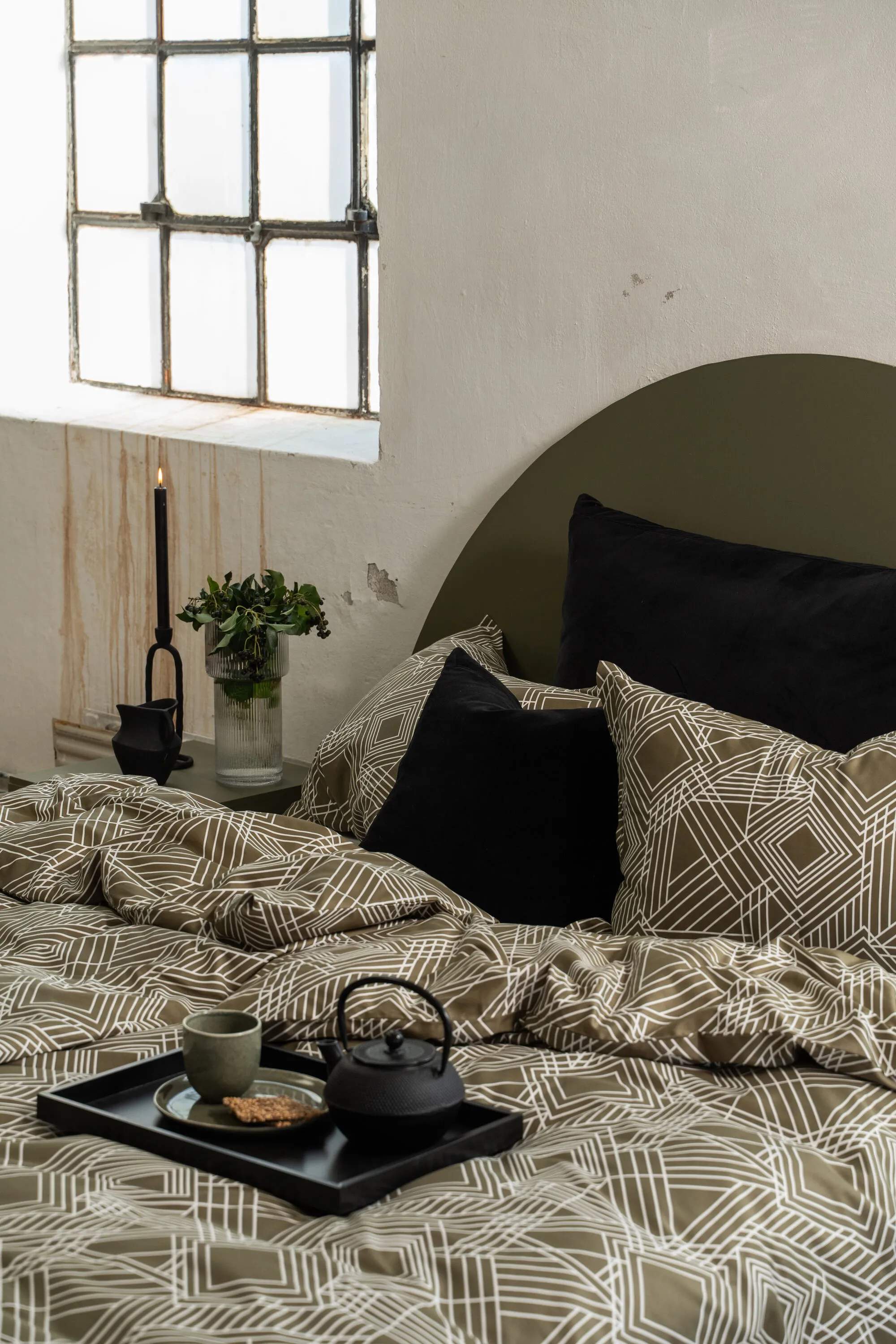 Borås Cotton Sengetøj Lewis Sengetøj i Green, B140 x L200 cm, 3