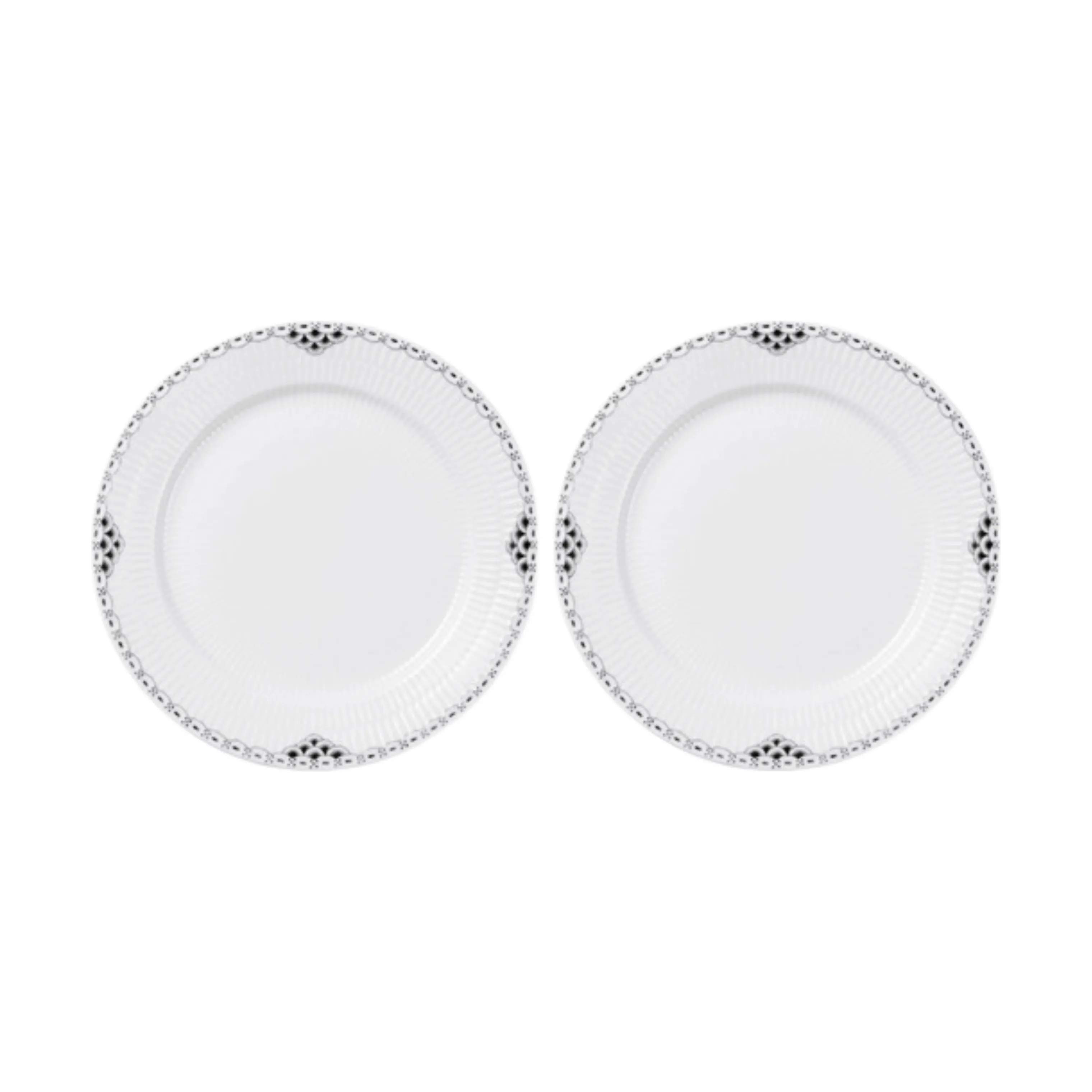 Royal Copenhagen Frokosttallerkener Sort Riflet Blonde Frokosttallerken i Sort/hvid, 1