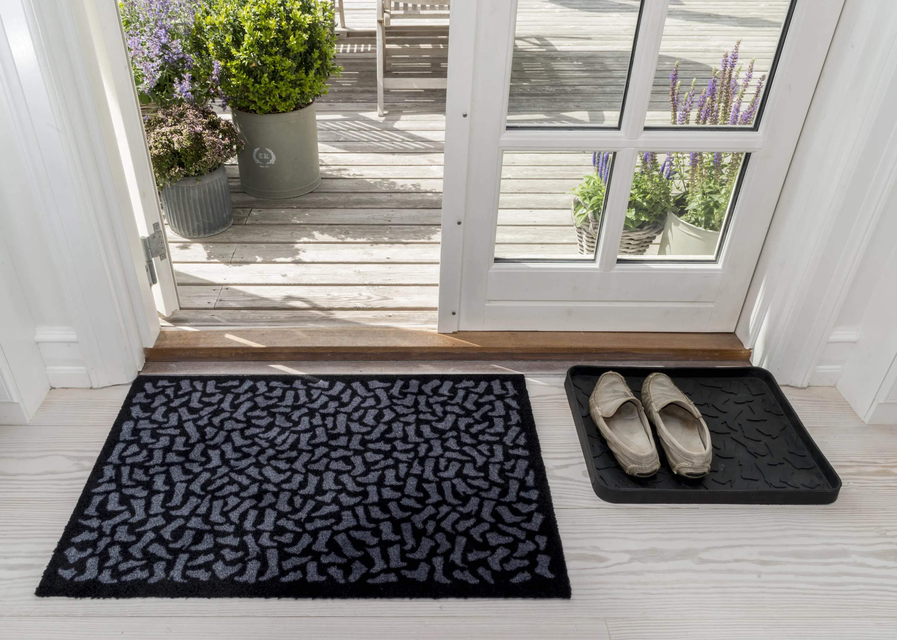 Tica Copenhagen Dørmåtter Footwear Smudsmåtte i Sort/grå, B67 x L120 cm, 3