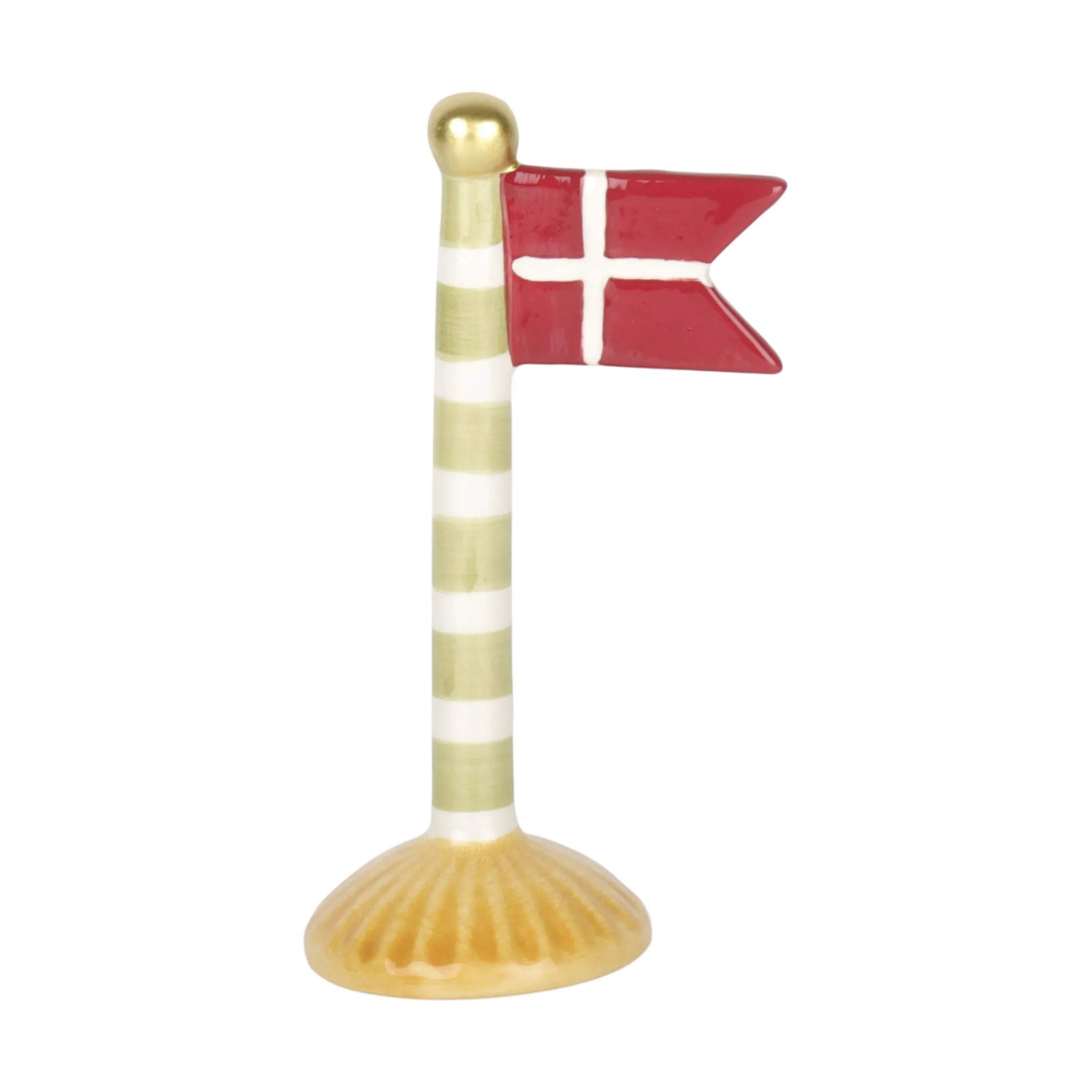 Flag - Stribet, flag m. grøn/beige striber, large