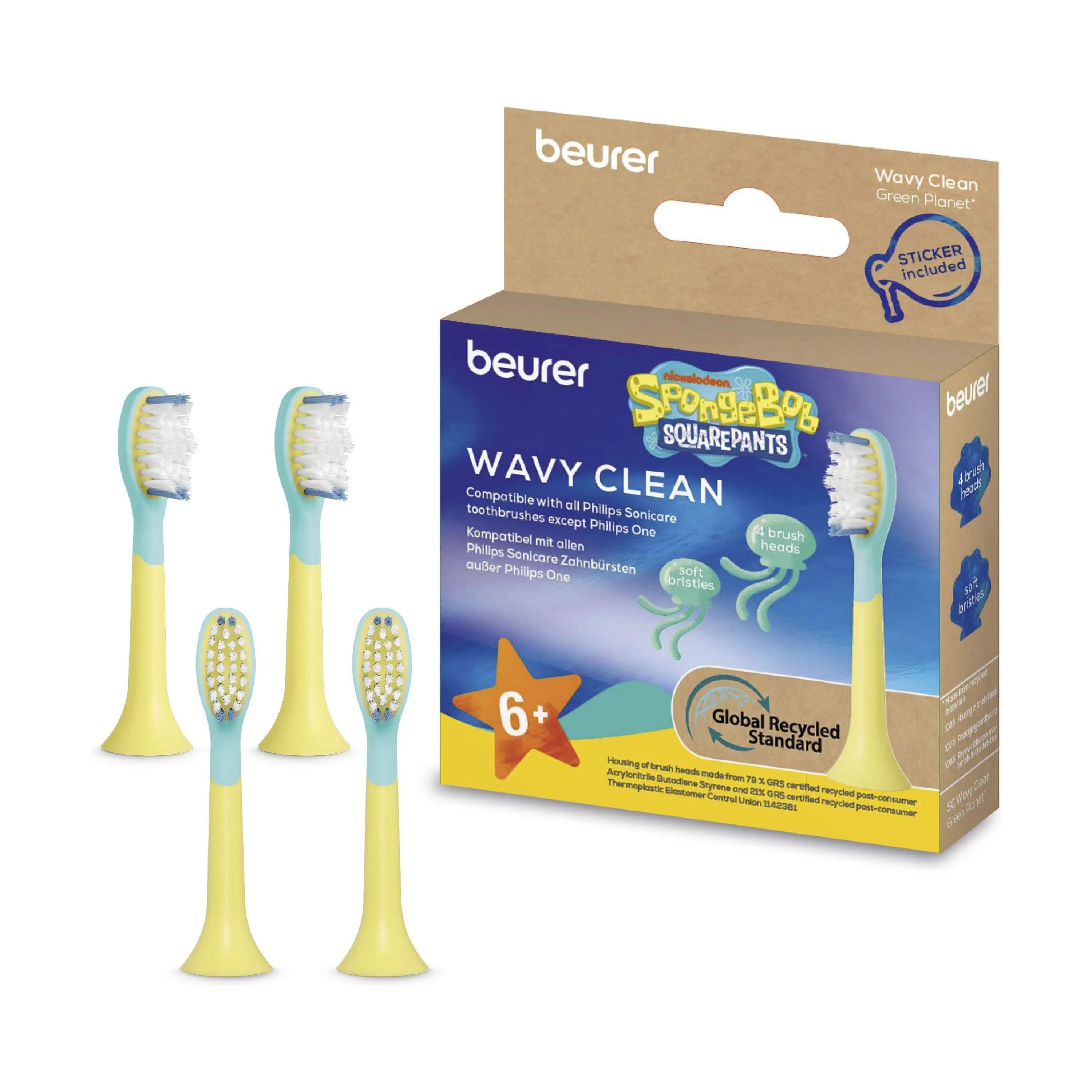Beurer Tandbørstehoveder SC011A SonicCare Kids Clean Tandbørstehoved - 4 stk. i Gul, 1