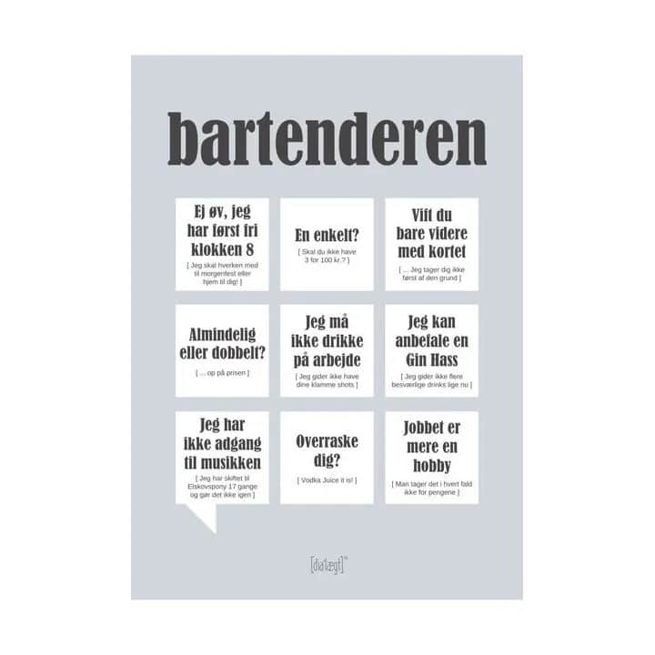 Poster&Frame Plakater Plakat - Bartenderen i B21 x L29,7 cm, 1