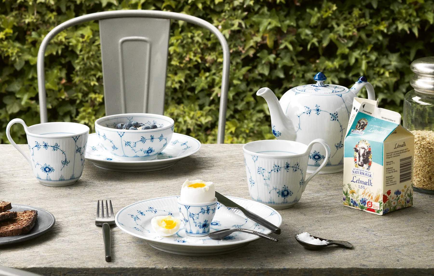 Royal Copenhagen Skåle Musselmalet Riflet Skål i Koboltblå/hvid, 13 cm, 3