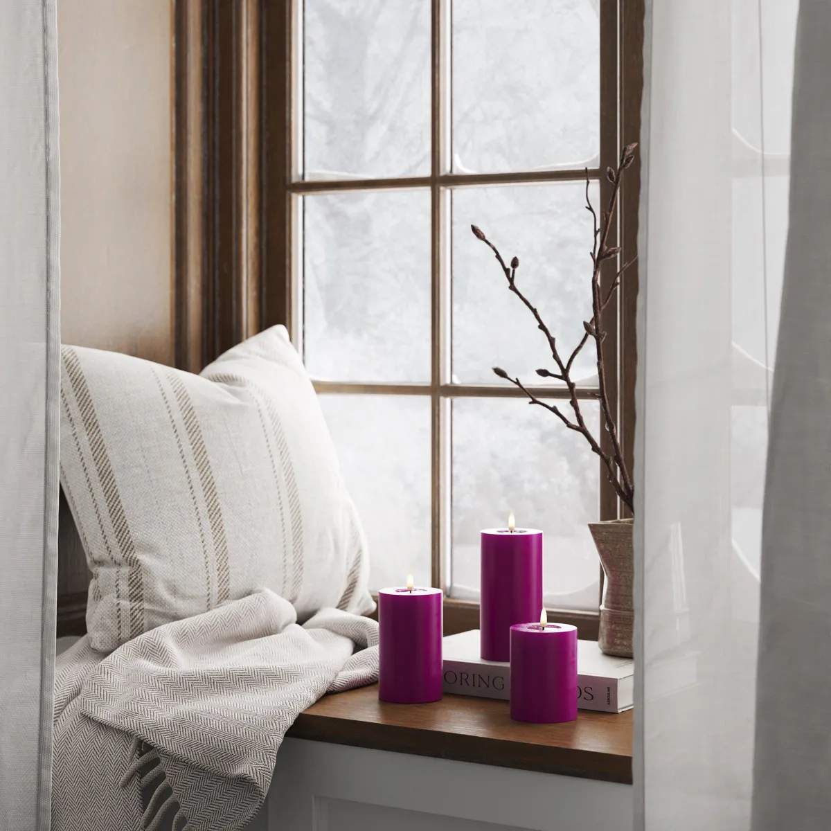 Deluxe Homeart LED-lys Real Flame LED Bloklys i Violet , 10 cm, 2