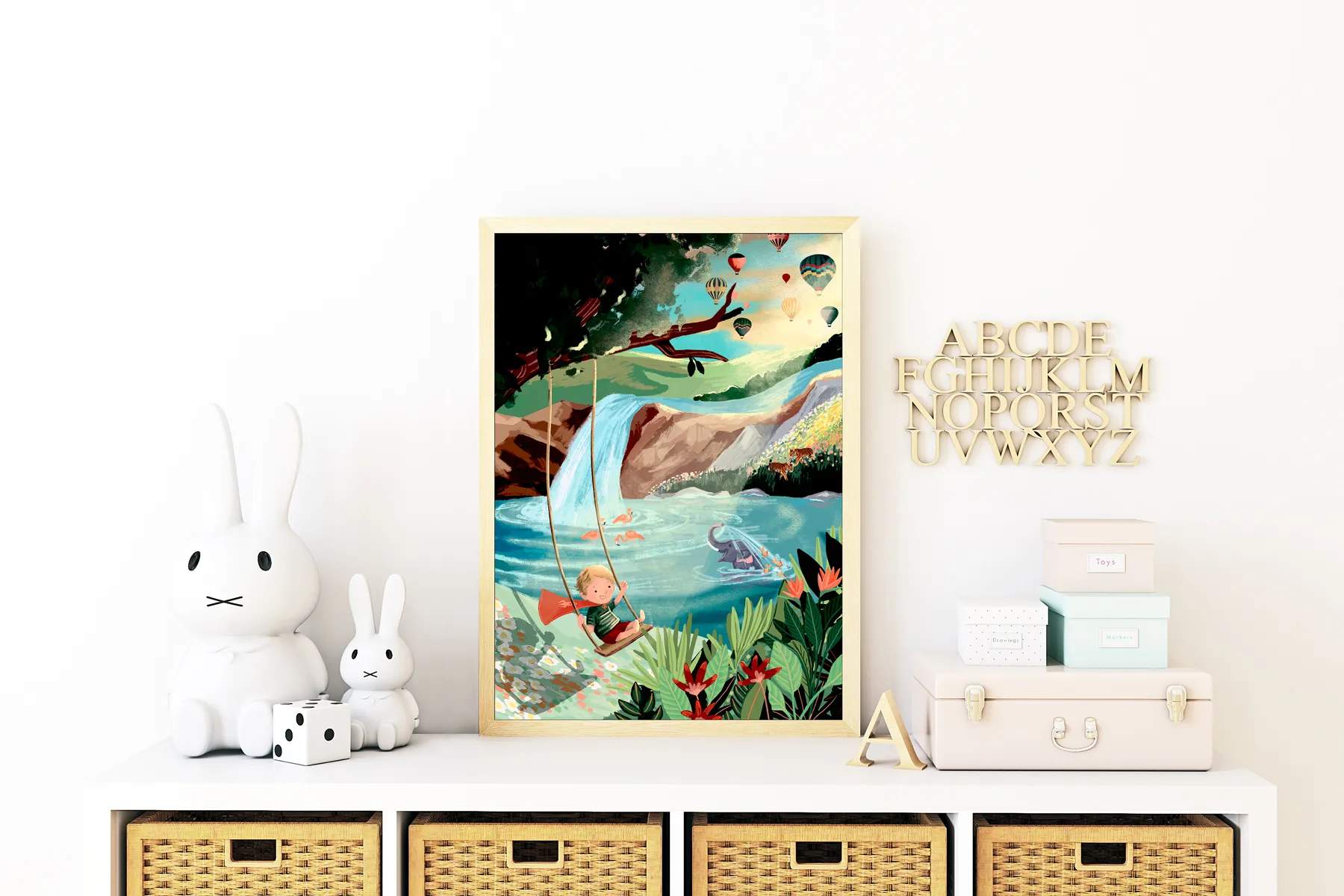 Poster&Frame Plakater Plakat - Swingset Dreams i Multifarvet, 2