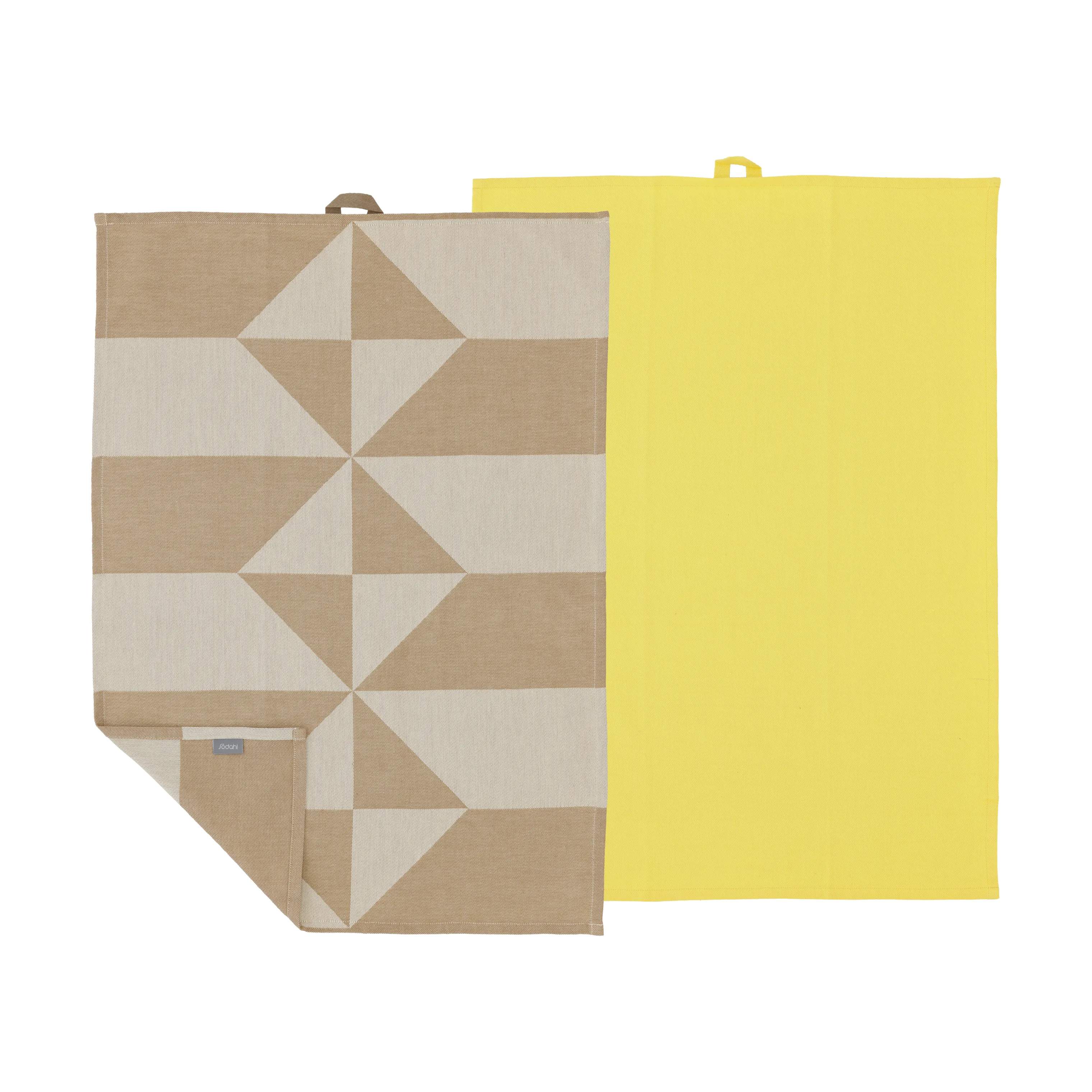 Södahl Viskestykker Twist Viskestykke - 2 stk. i Taupe/gul, 1