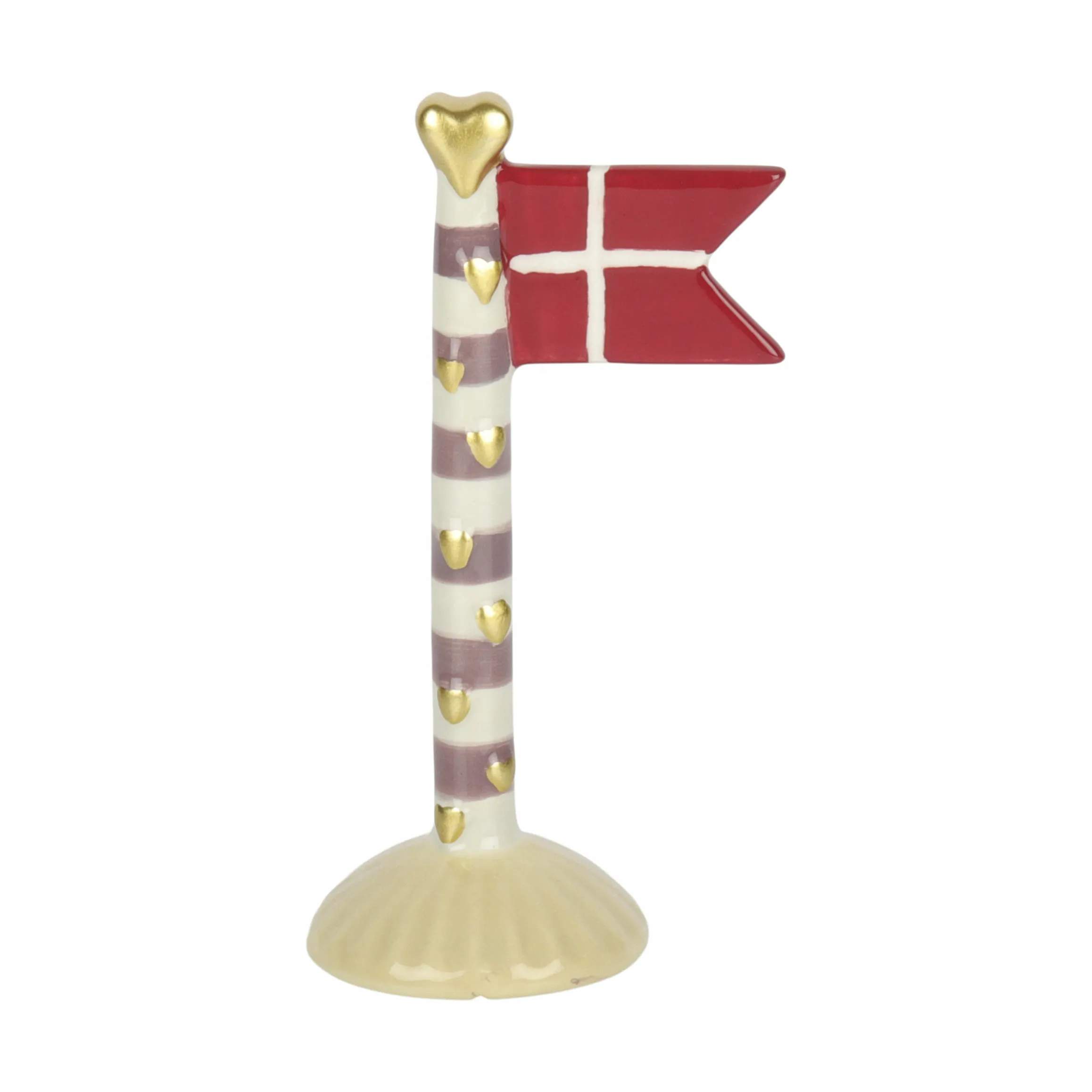Flag - Guldhjerter, flag m. lilla striber og guldhjerter, large