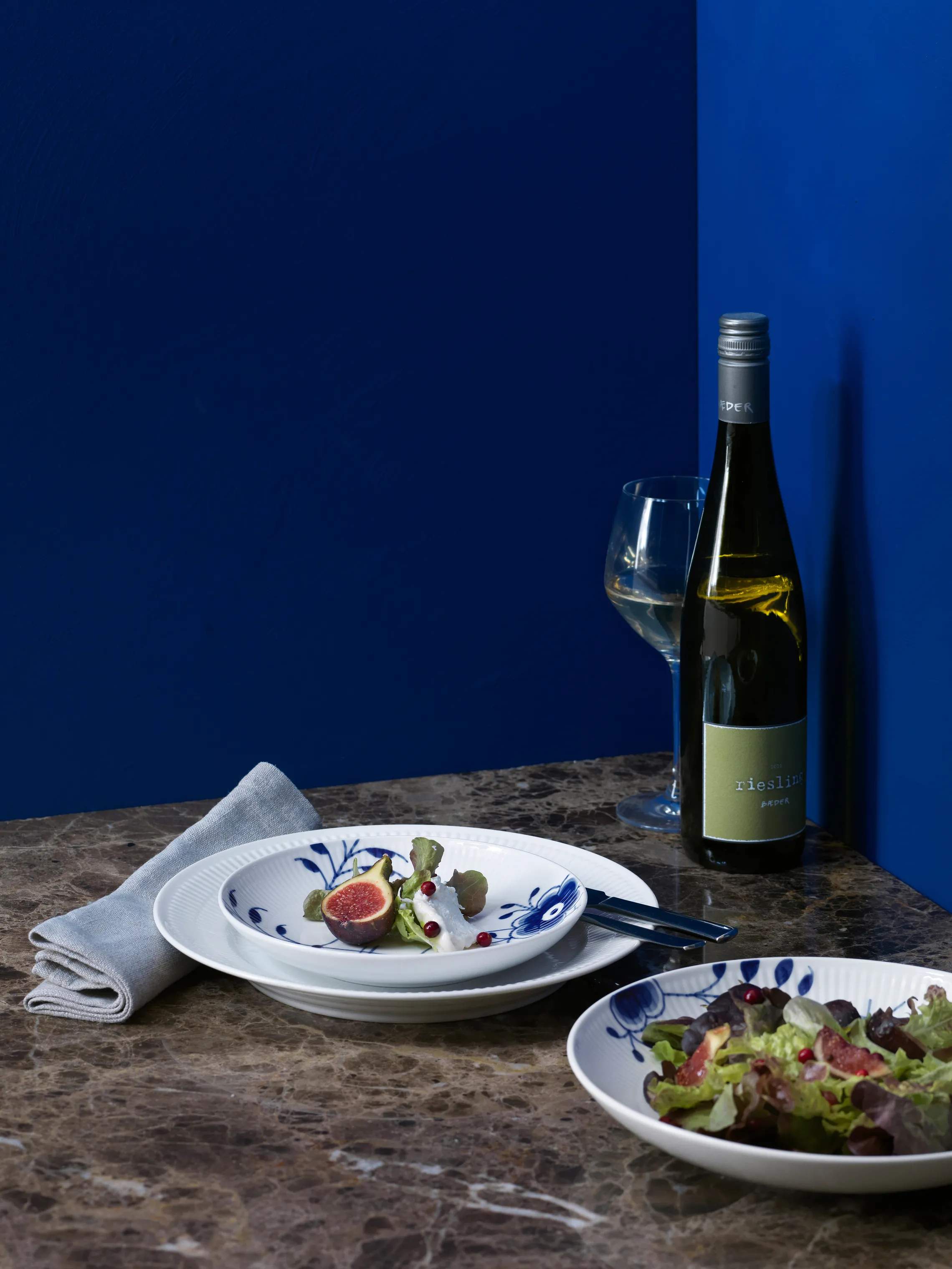 Royal Copenhagen Frokosttallerkener Blå Mega Riflet Moderne Tallerken i Blå, 25 cm, 2