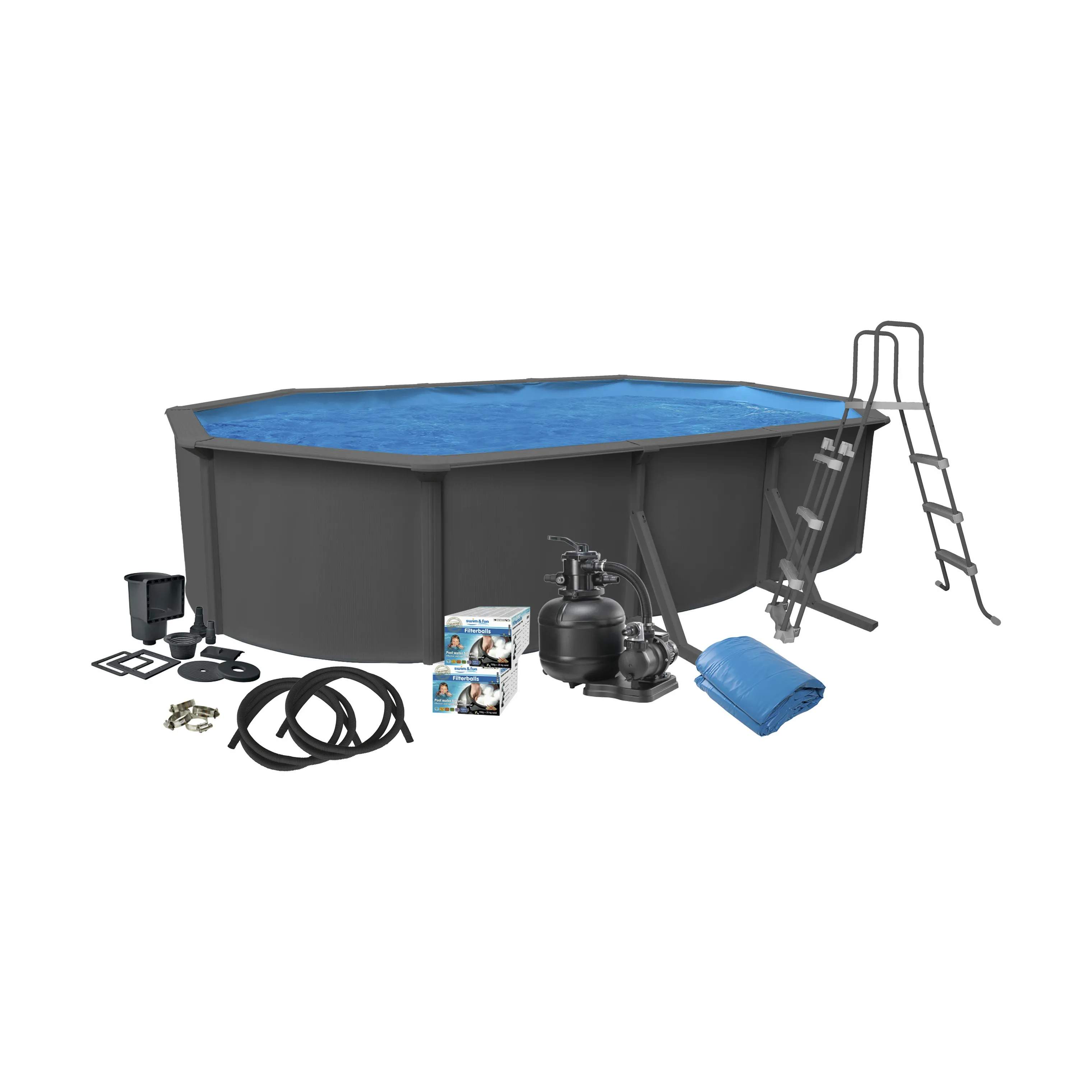 Basic Poolpakke - 8 dele, grå, large