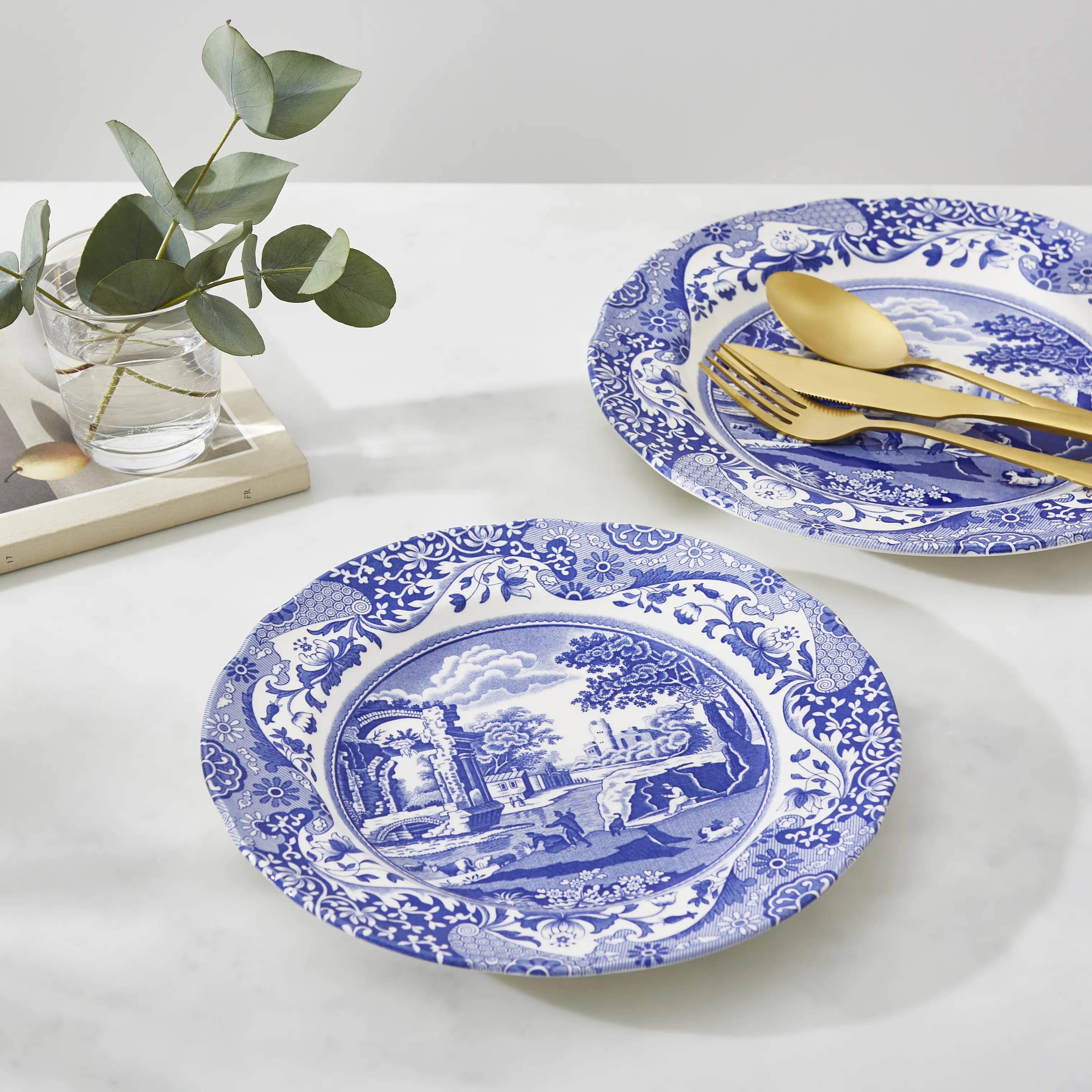 Spode Frokosttallerkener Blue Italian Blue Italien Frokosttallerken - 4 stk. i Blå/hvid, 2