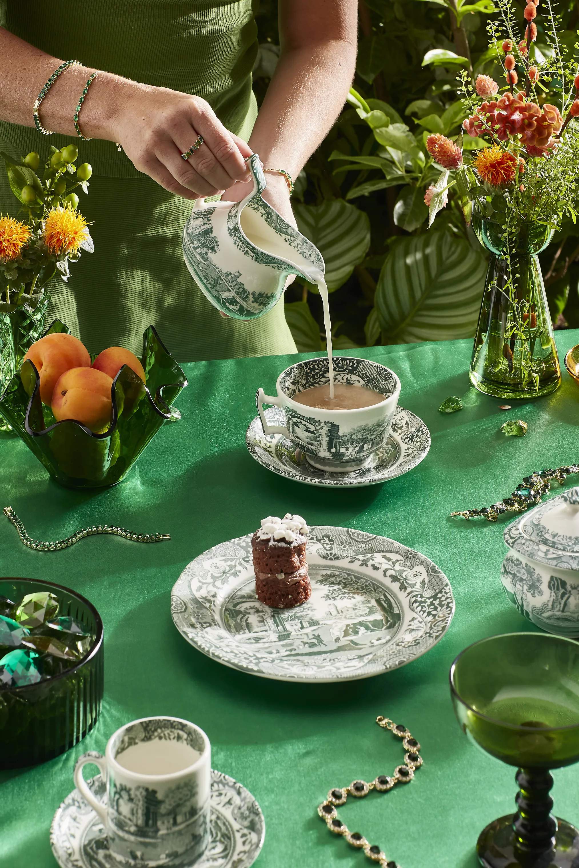 Spode Asietter Heritage Green Italian Asiet - 4 stk. i Grøn/hvid, 2