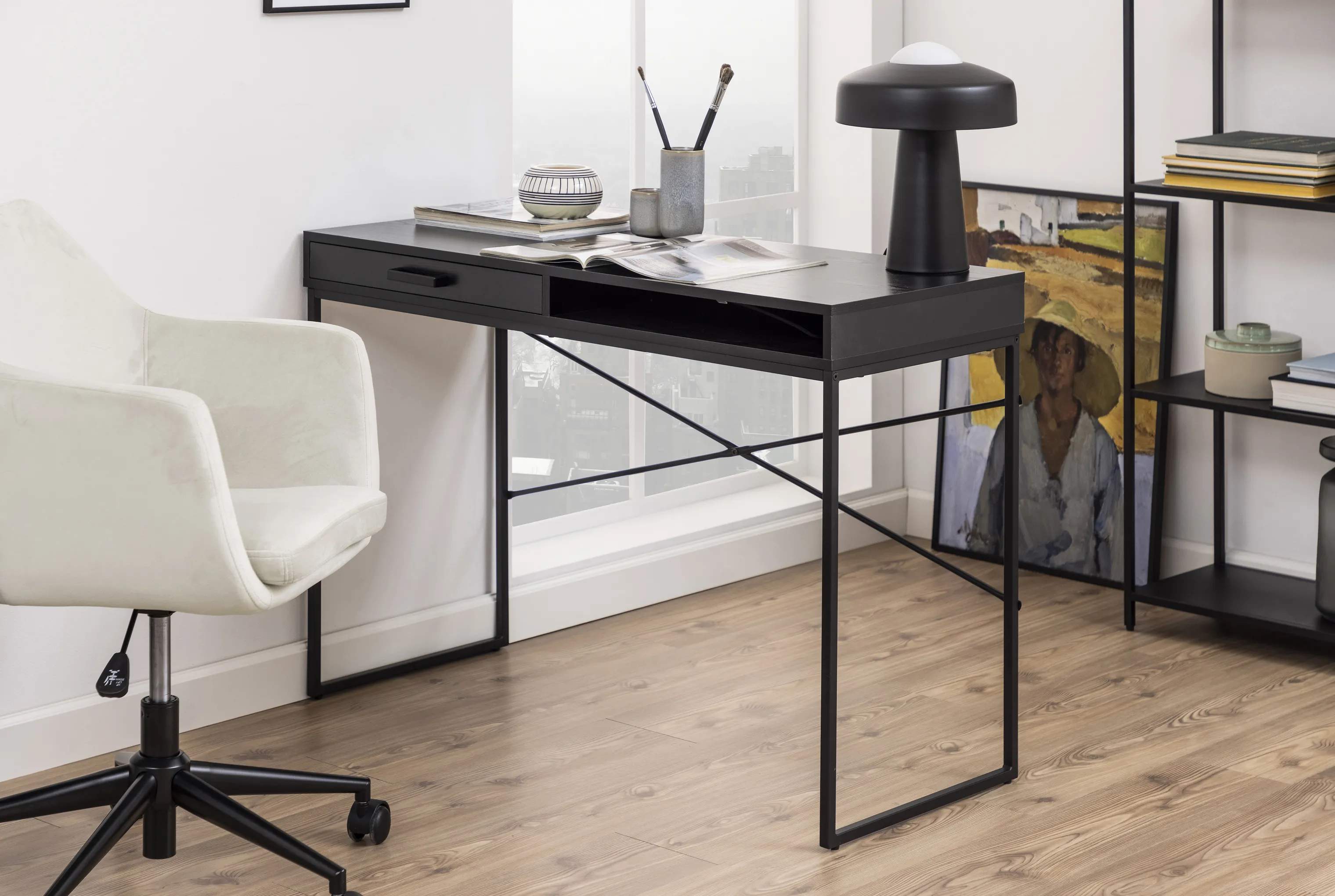 CASA Living Skriveborde Seaford Skrivebord i Sort ask/sort, 2