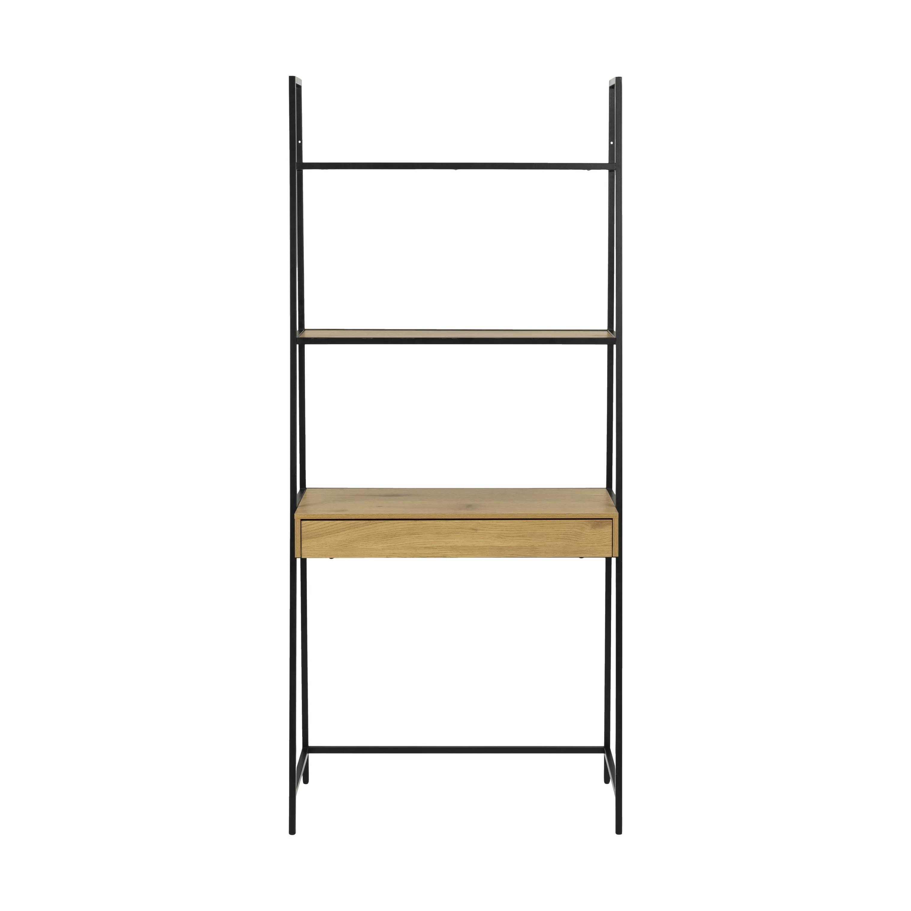 CASA Living Skriveborde Seaford Reol m. Skrivebord i Natur/sort, 7