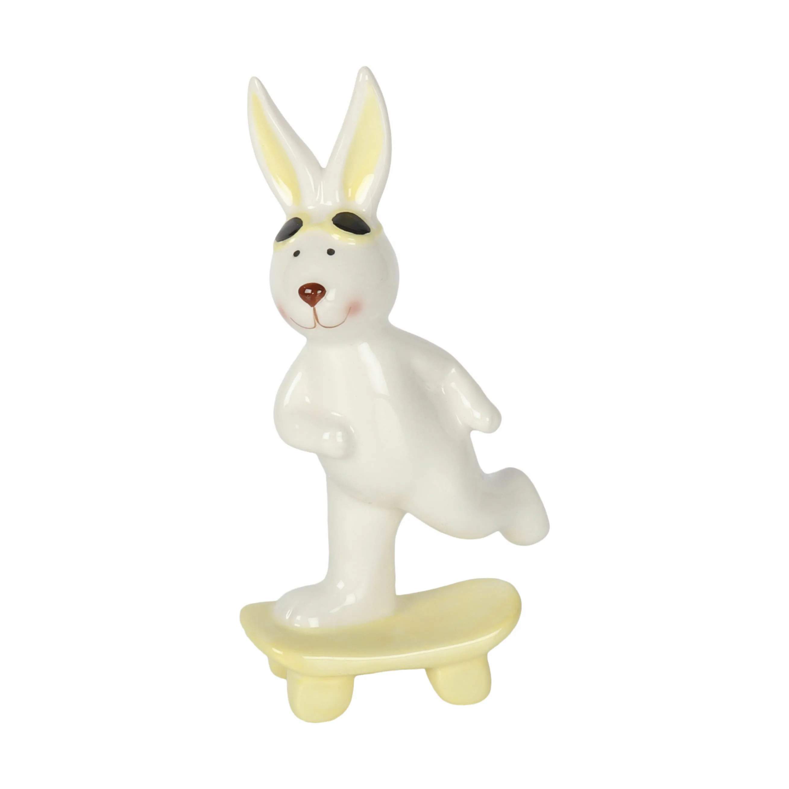 Kanin på skateboard, hvid/gul, large
