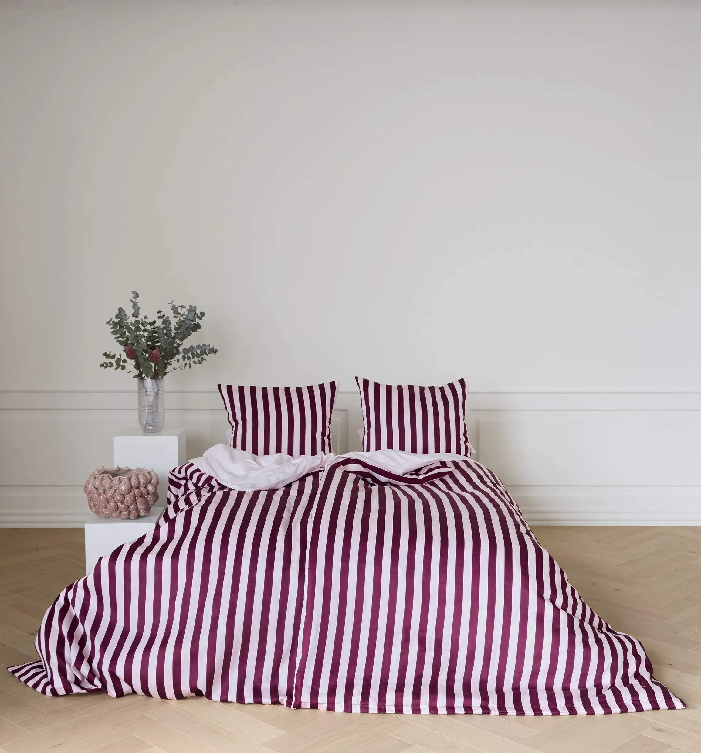 omhu Sengetøj Block strib Blok Strib Sengetøj i Rose, B140 x L220 cm, 3
