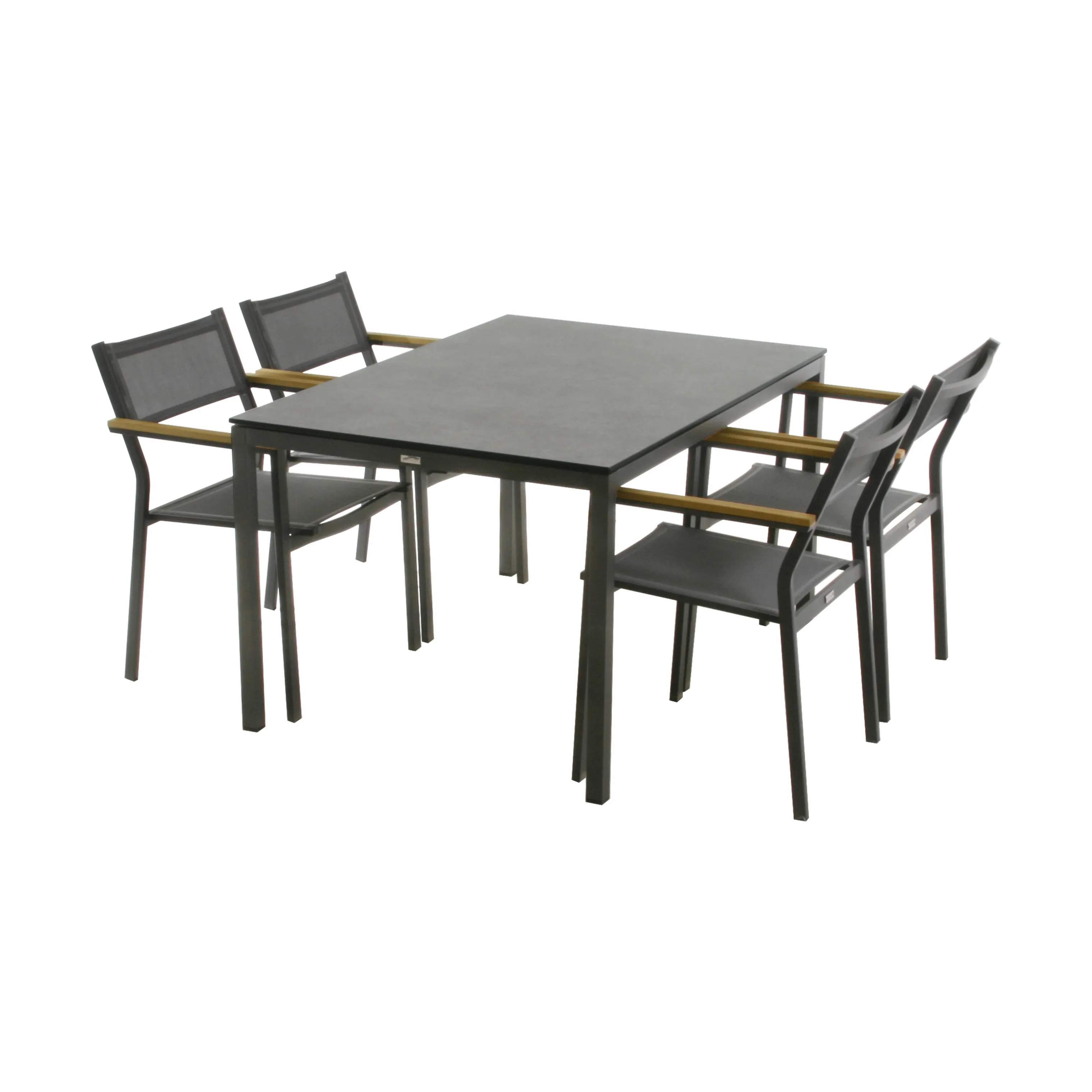 Elba Havemøbelsæt - 1 bord og 4 stole, mørkegrå/antracit, large