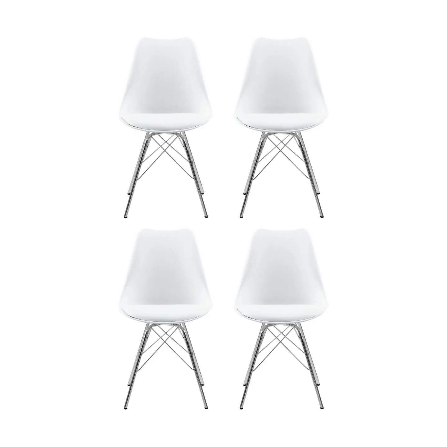 Eris Spisebordsstol - 4 stk., hvid/krom, large