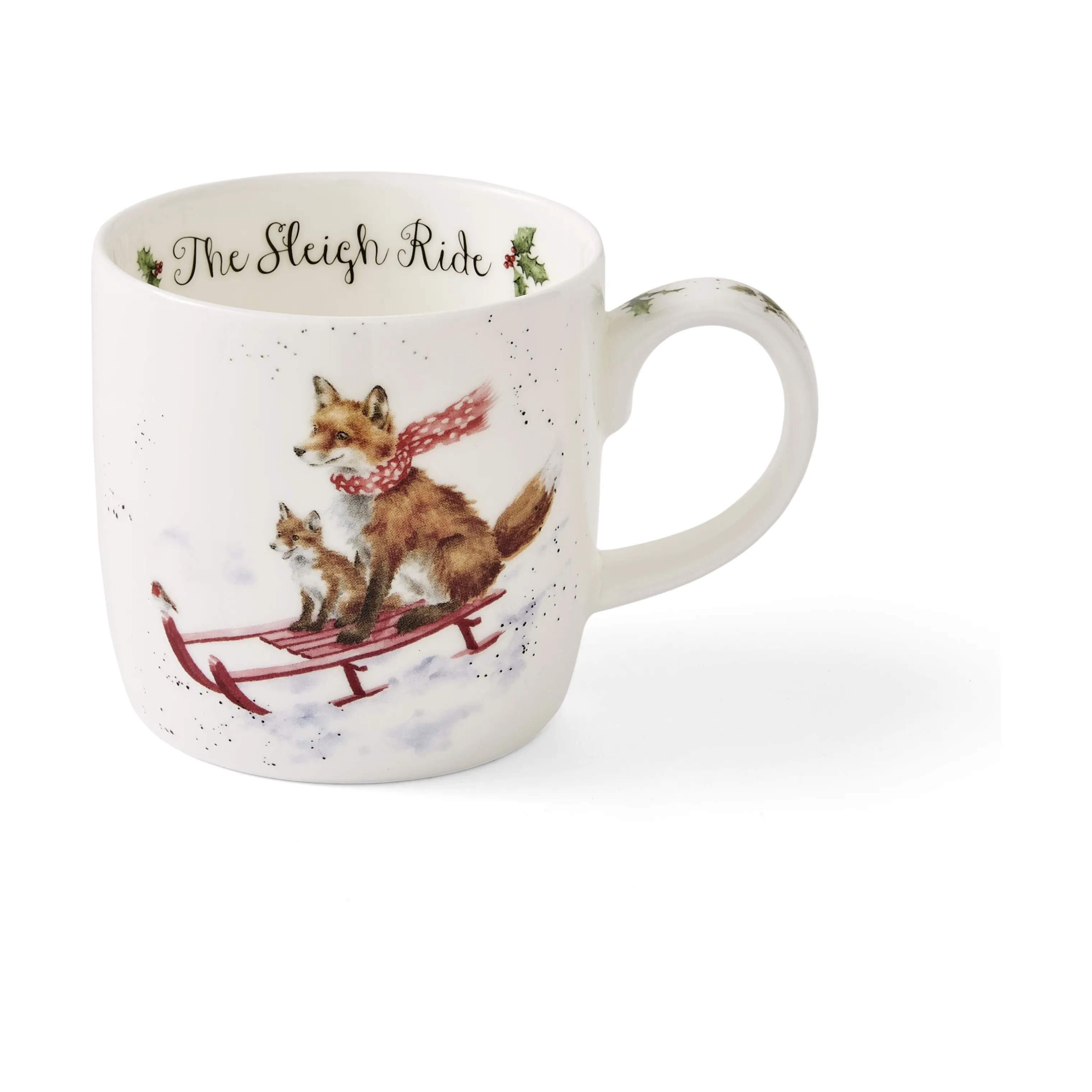 Royal Worcester Krus og kopper med hank Wrendale Krus - Sleigh ride i Julekrus, 1