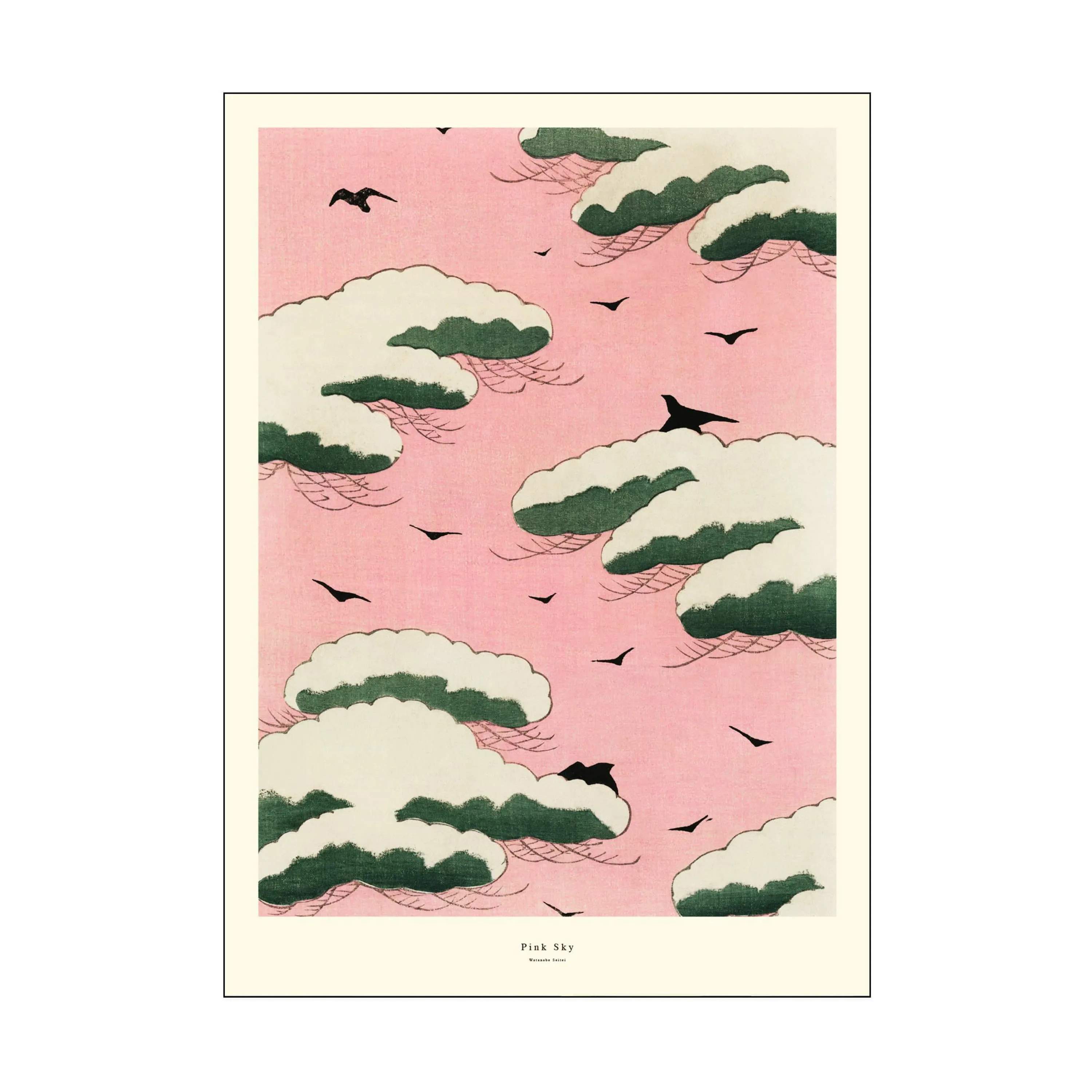 Plakat - Pink sky, lyserød/grøn, large