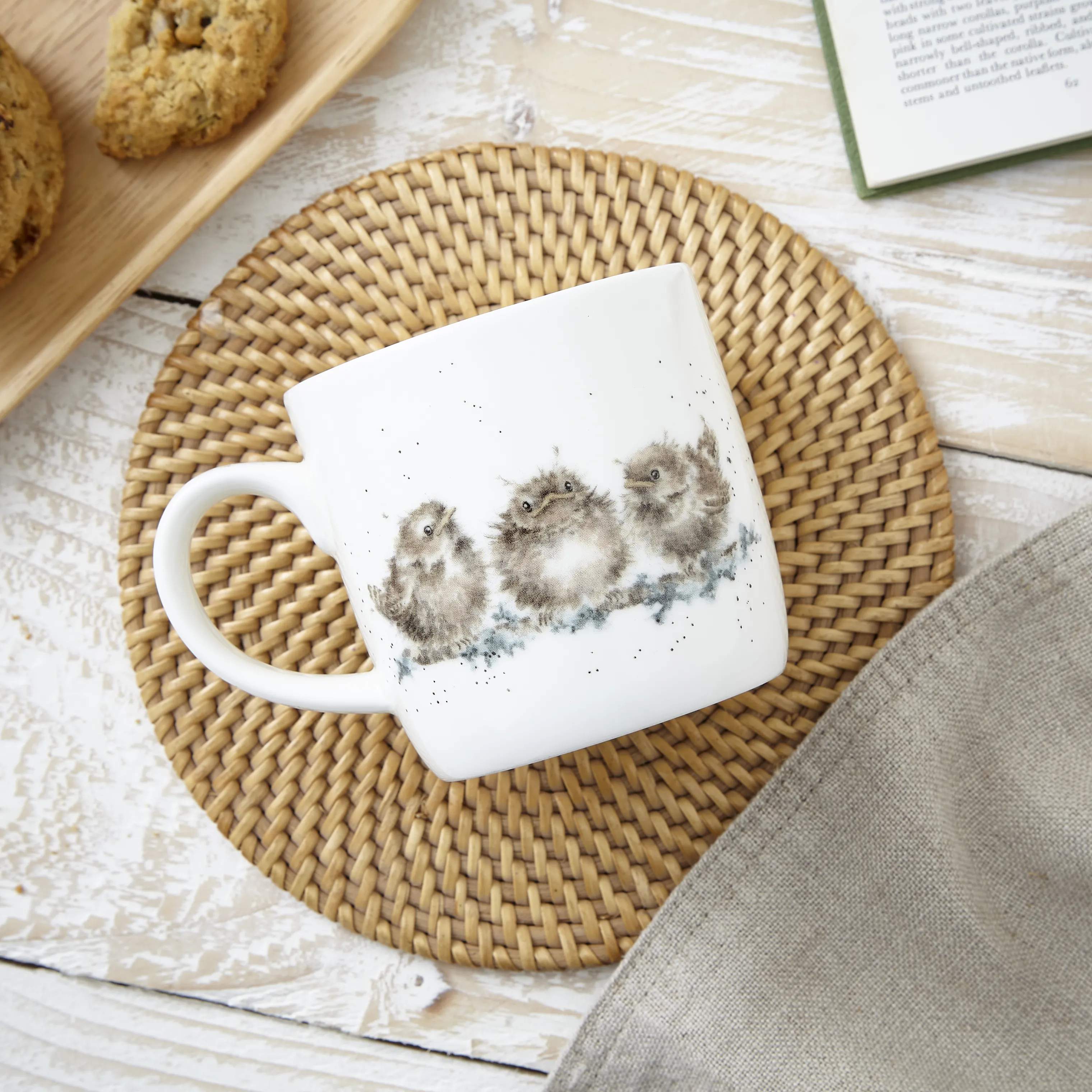 Royal Worcester Krus og kopper med hank Wrendale Krus - Feather nest i Gærdesmutter, 3
