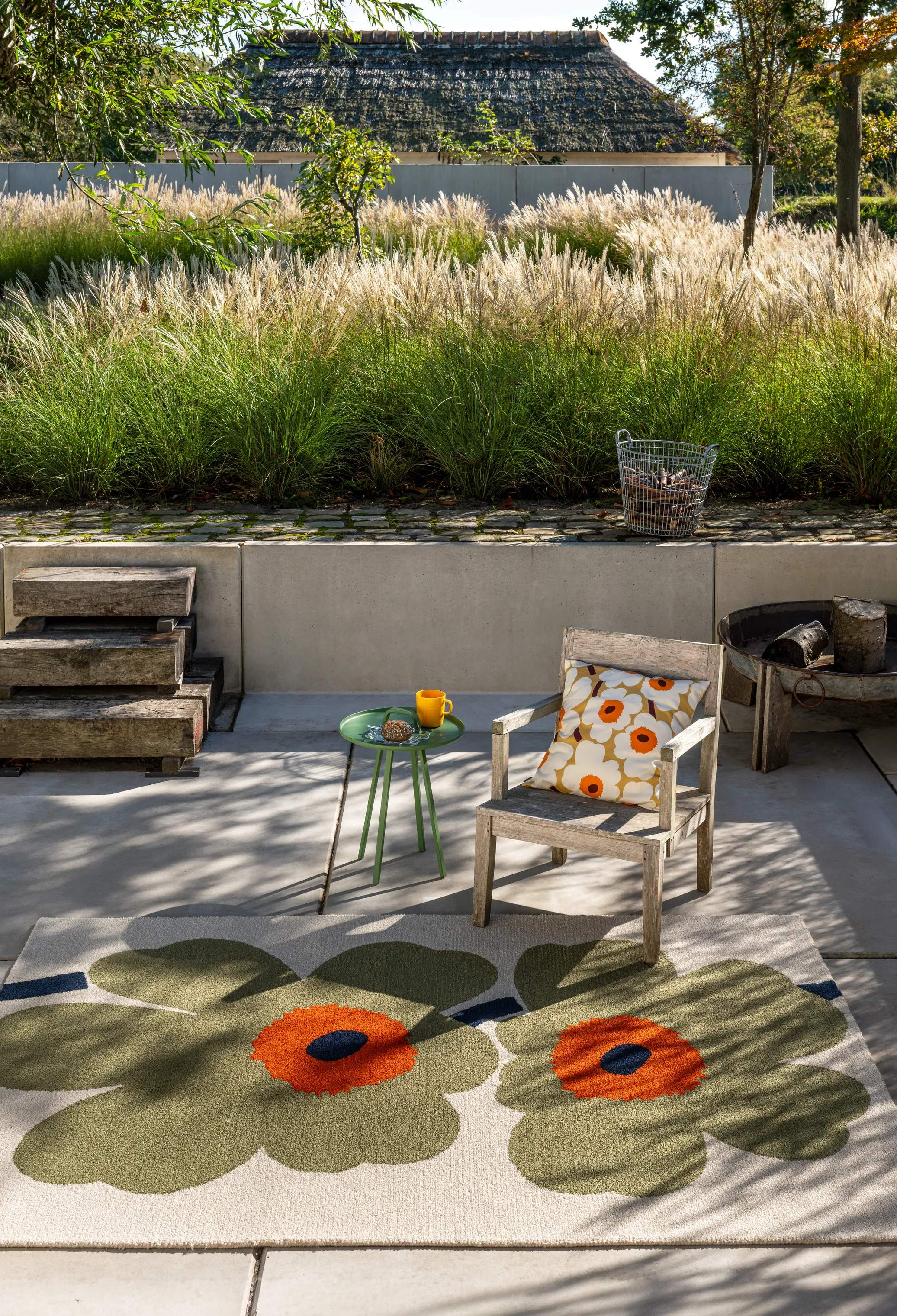 Marimekko by Brink & Campman Gulvtæpper Unikko Udendørsgulvtæppe i Støvet Grøn, B160 x L230 cm, 3
