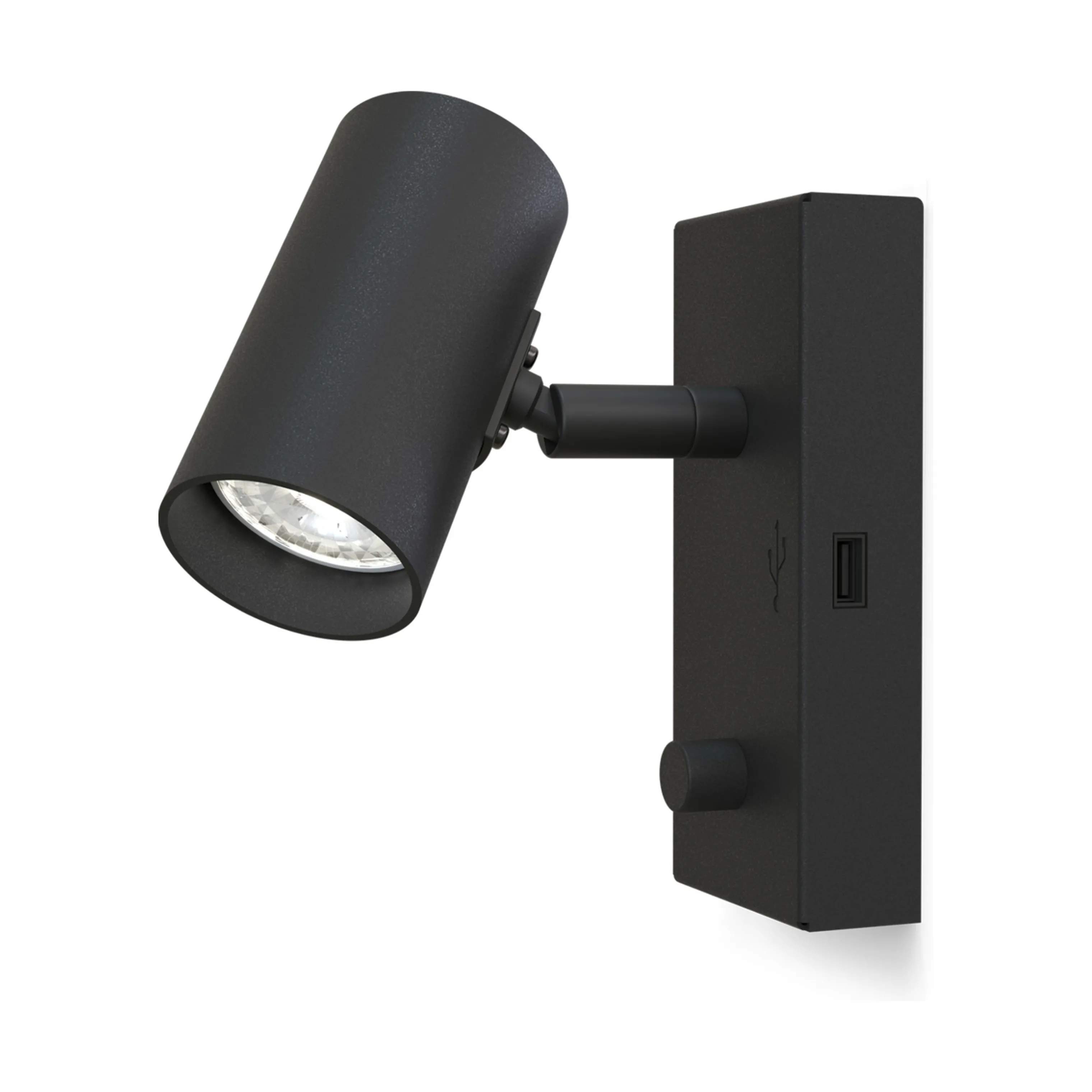 Tyson Væglampe - USB Højre, sort usb højre, large