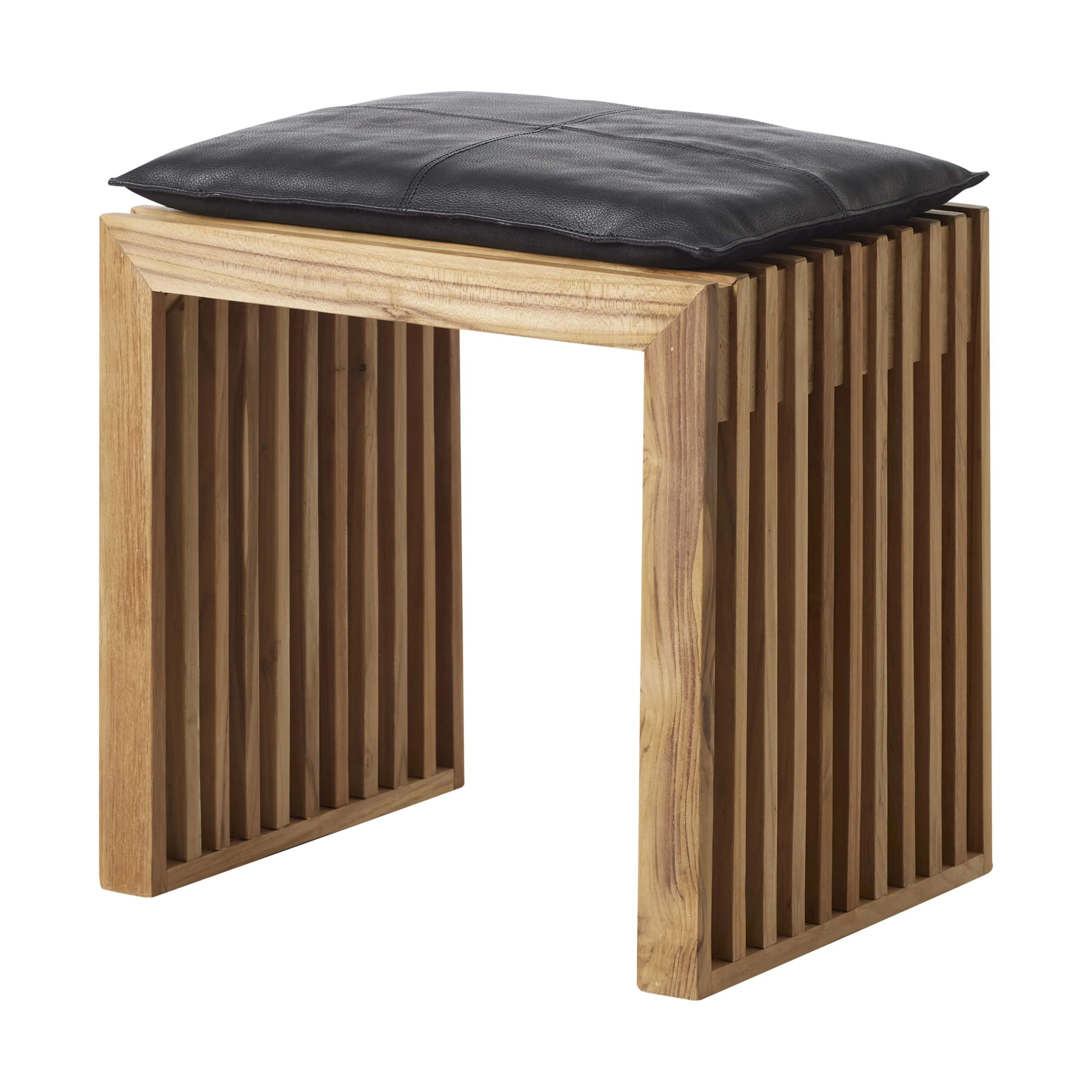 Rib Skammel inkl. sort hynde, teak/sort, large