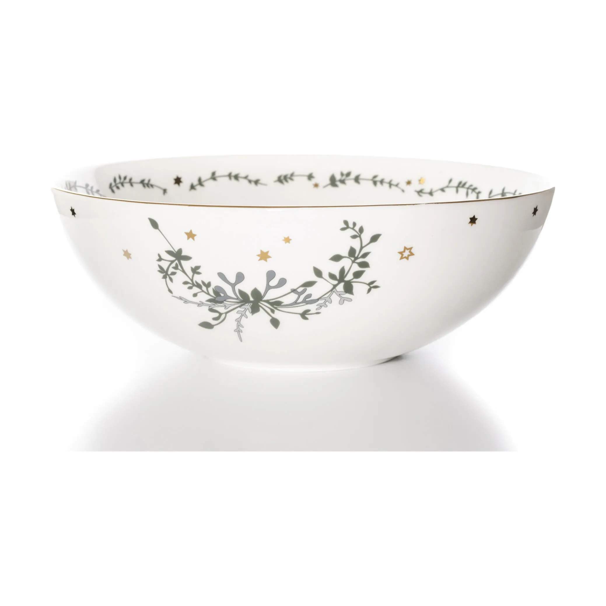 Jette Frölich Design Serveringsskåle Vinterstjerner Serveringsskål i Grøn/guld, 25 cm, 1