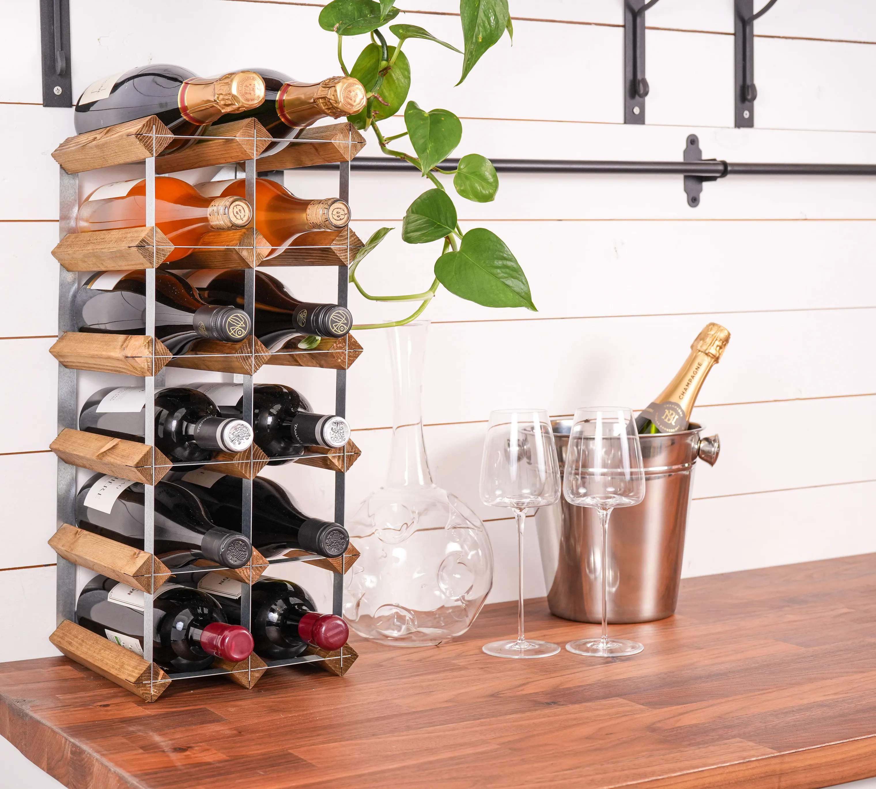 Traditional Wine Racks Vinreoler Vinreol i Lys eg, 15 flasker, 2
