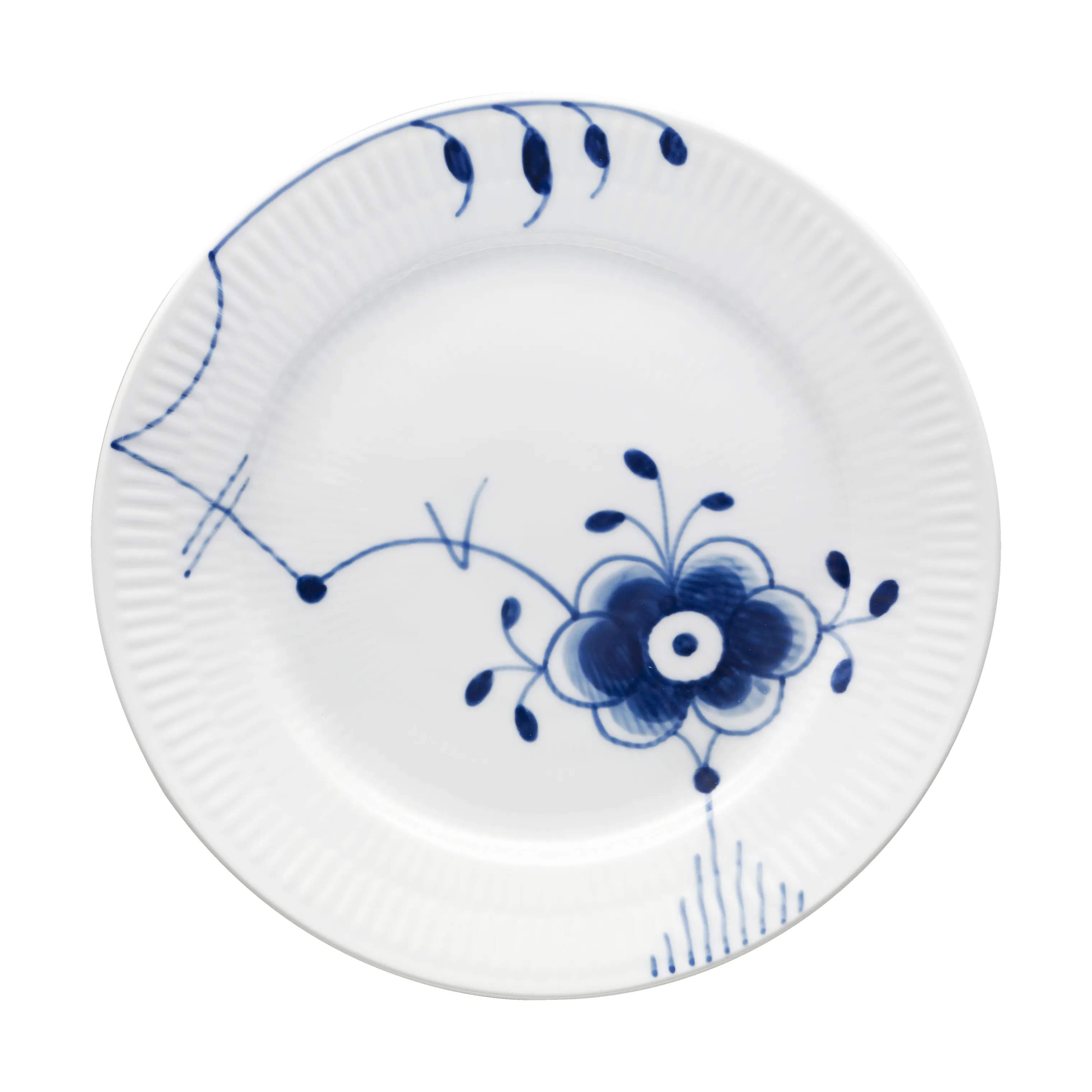 Royal Copenhagen Kagetallerkener Blå Mega Riflet Desserttallerken #6 i Desserttallerken #6, 1