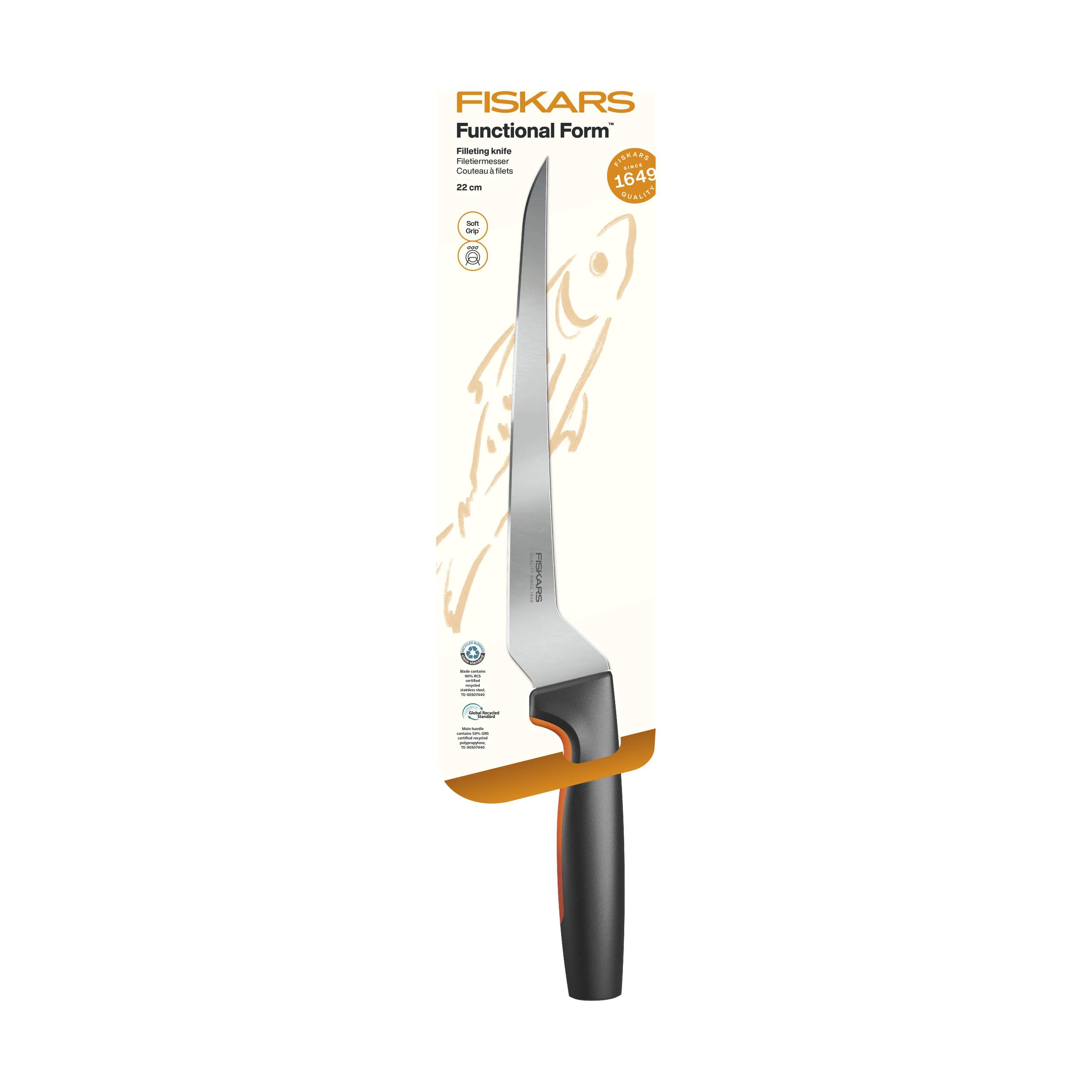 Fiskars Filetknive Functional Form Filetkniv i Sort/Orange, 4