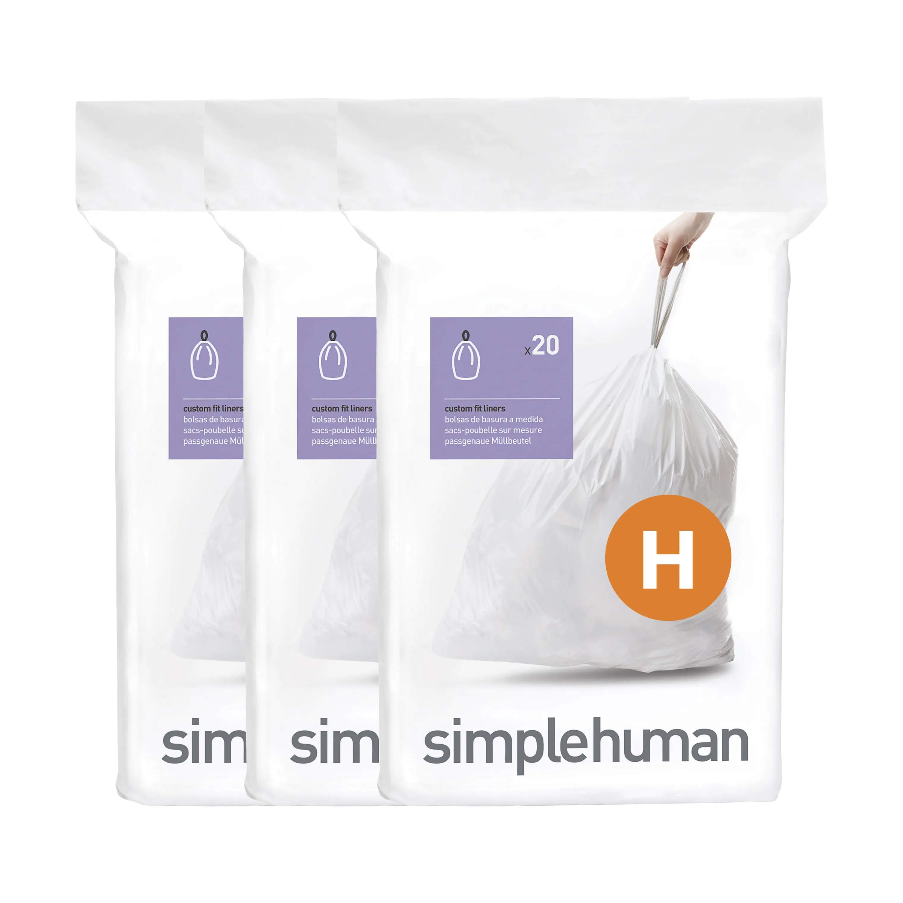 Simplehuman Affaldsposer Affaldsposer kode H - 60 stk. i H - 30-35 liter, 3
