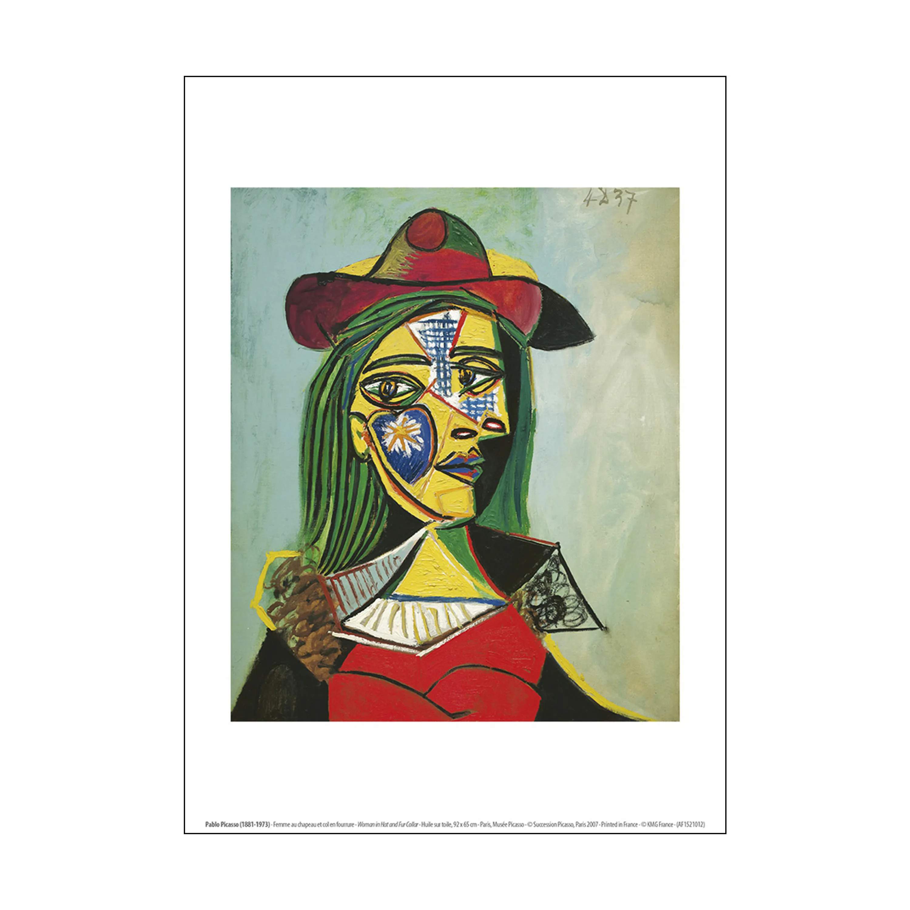 Picasso plakat - Woman in hat and fur, multifarvet, large