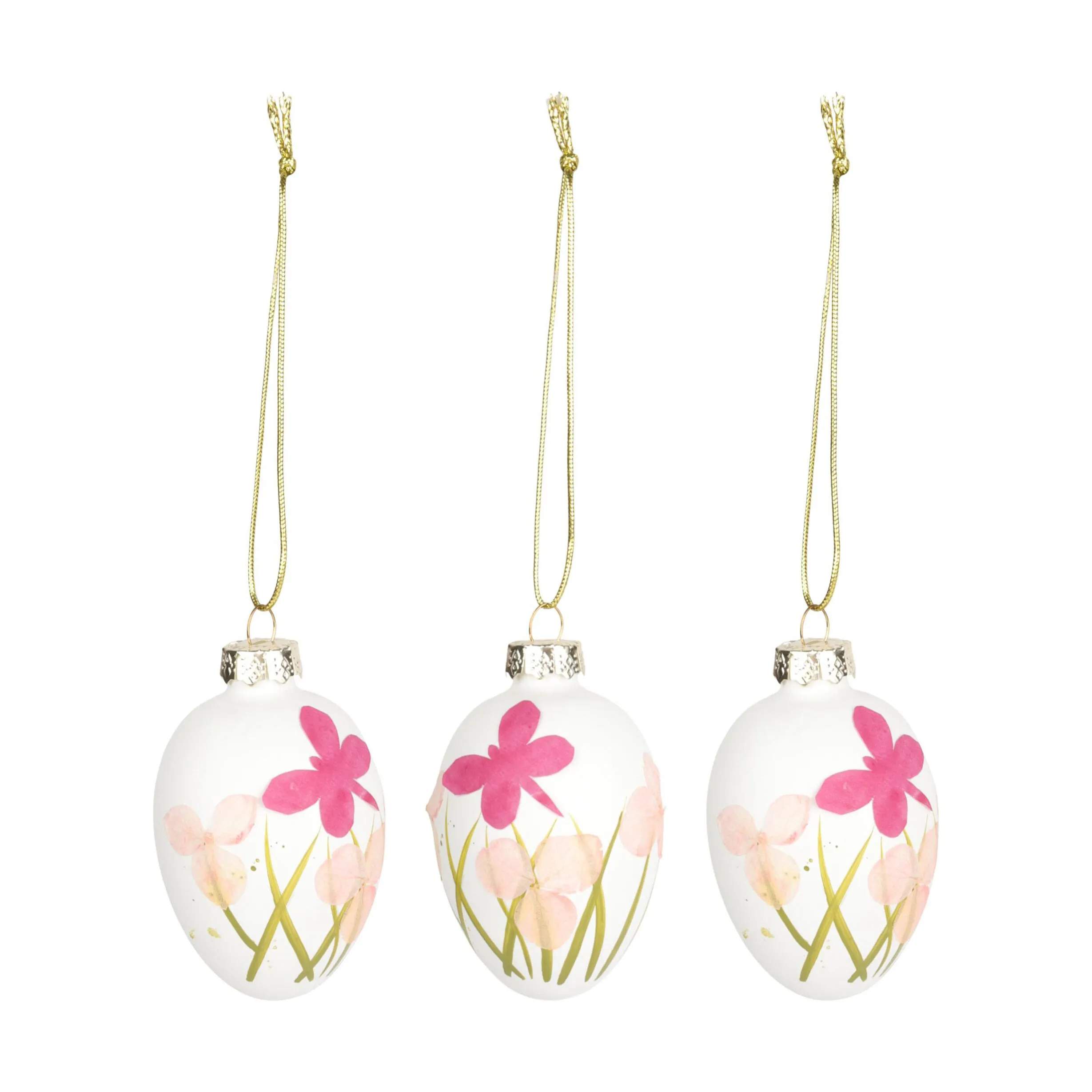 CASA Living Påskeæg og ophæng Glaspåskeæg - 3 stk. i Mat hvid/rosa, 1