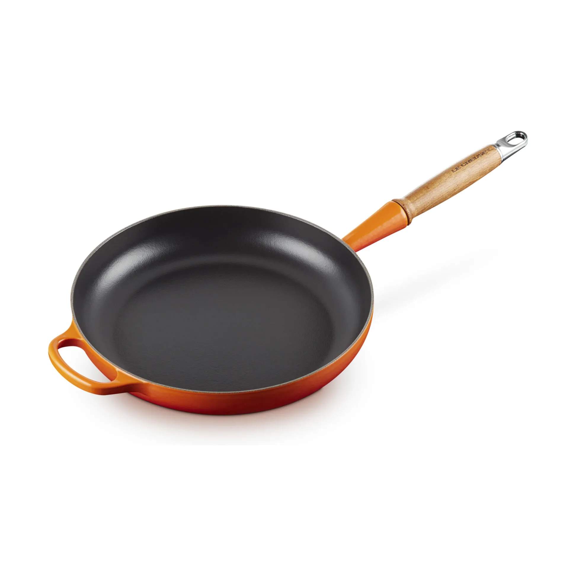 Le Creuset Stegepander Stegepande m. træhåndtag i Volcanic, 1