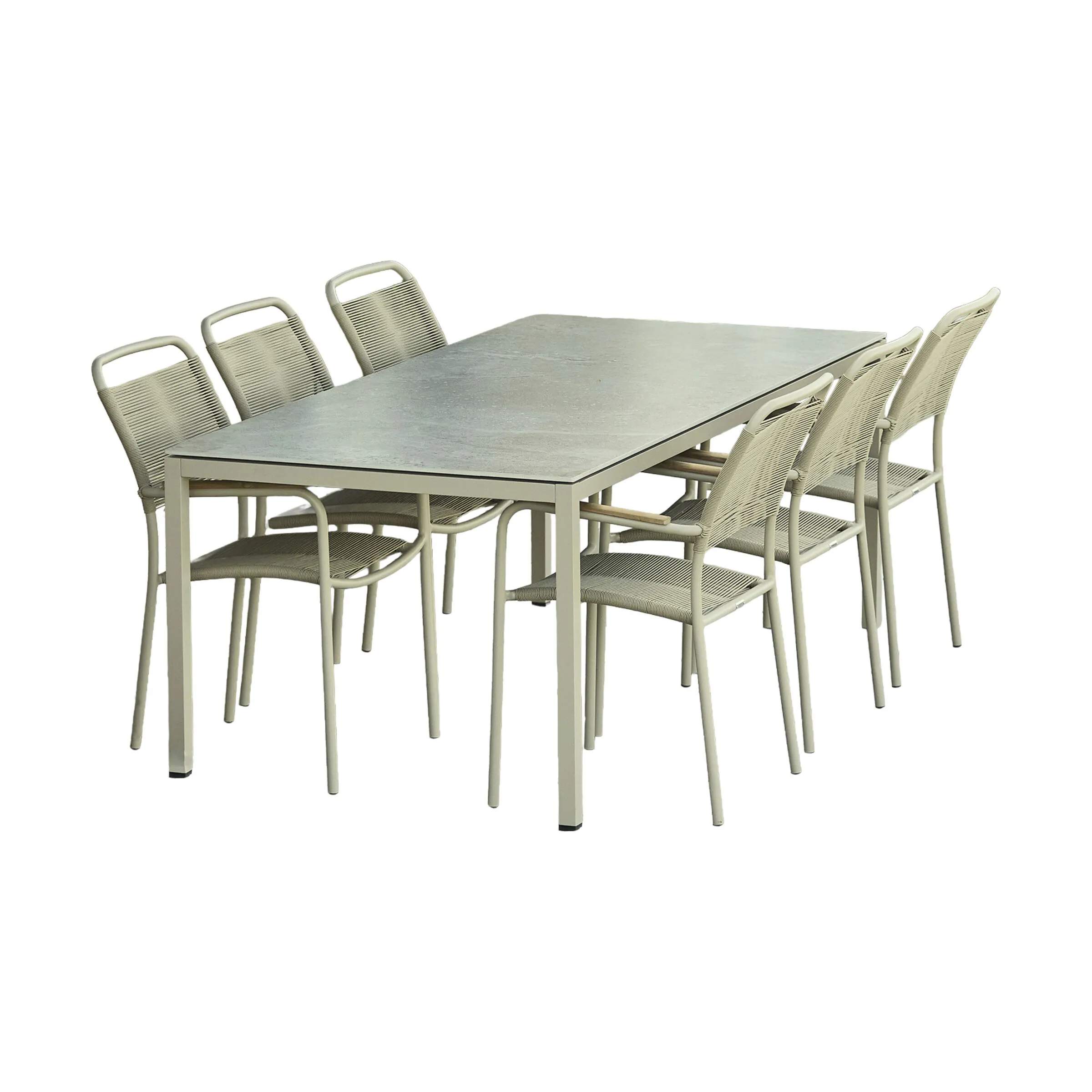 Mandalay Havemøbelsæt Terra Havesæt - 7 dele i taupe, 1 bord (L197) med 6 stole, 1