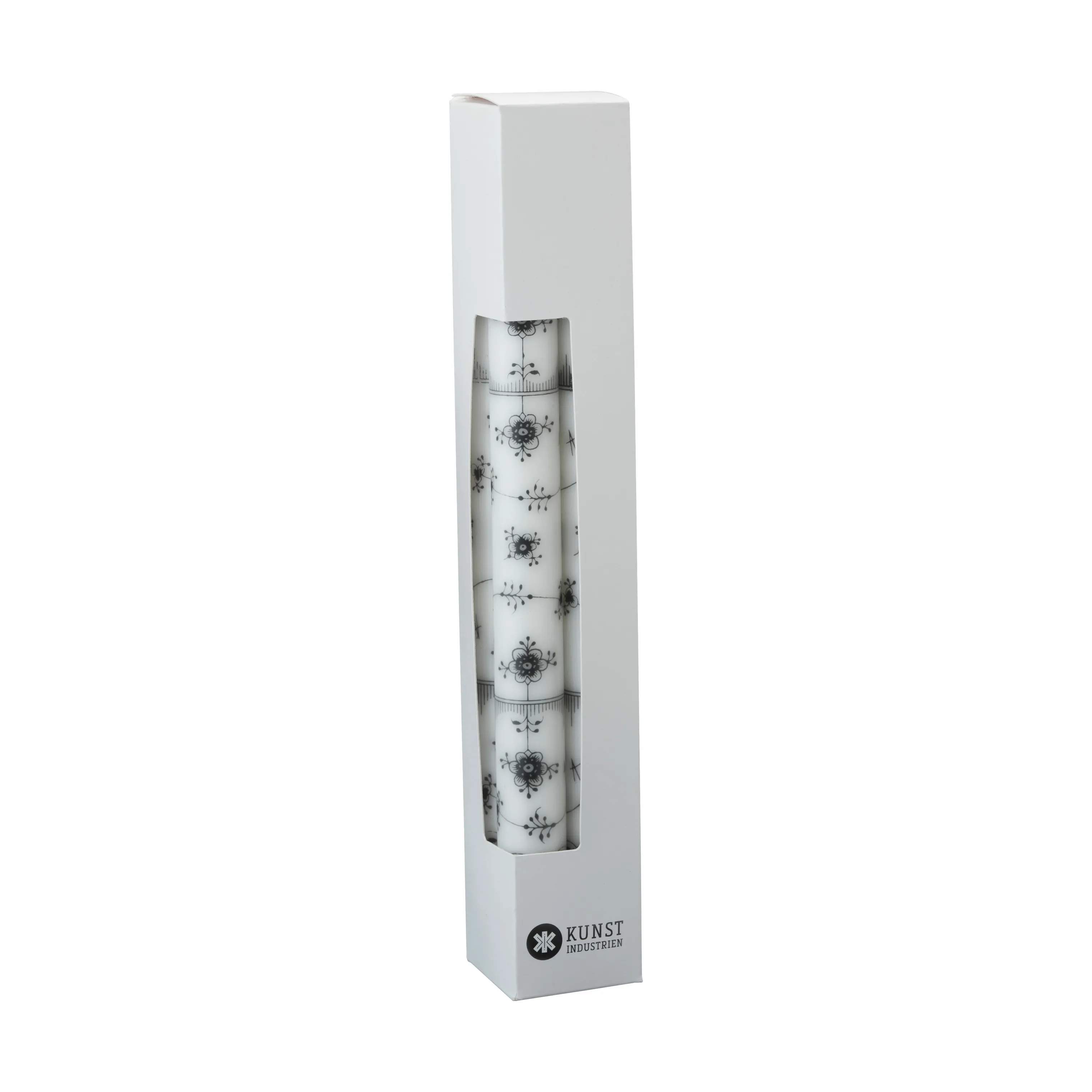 Kunstindustrien Kronelys Musselmalet Stagelys - 4 stk. i Musselmalet Sort, 30 cm, 4