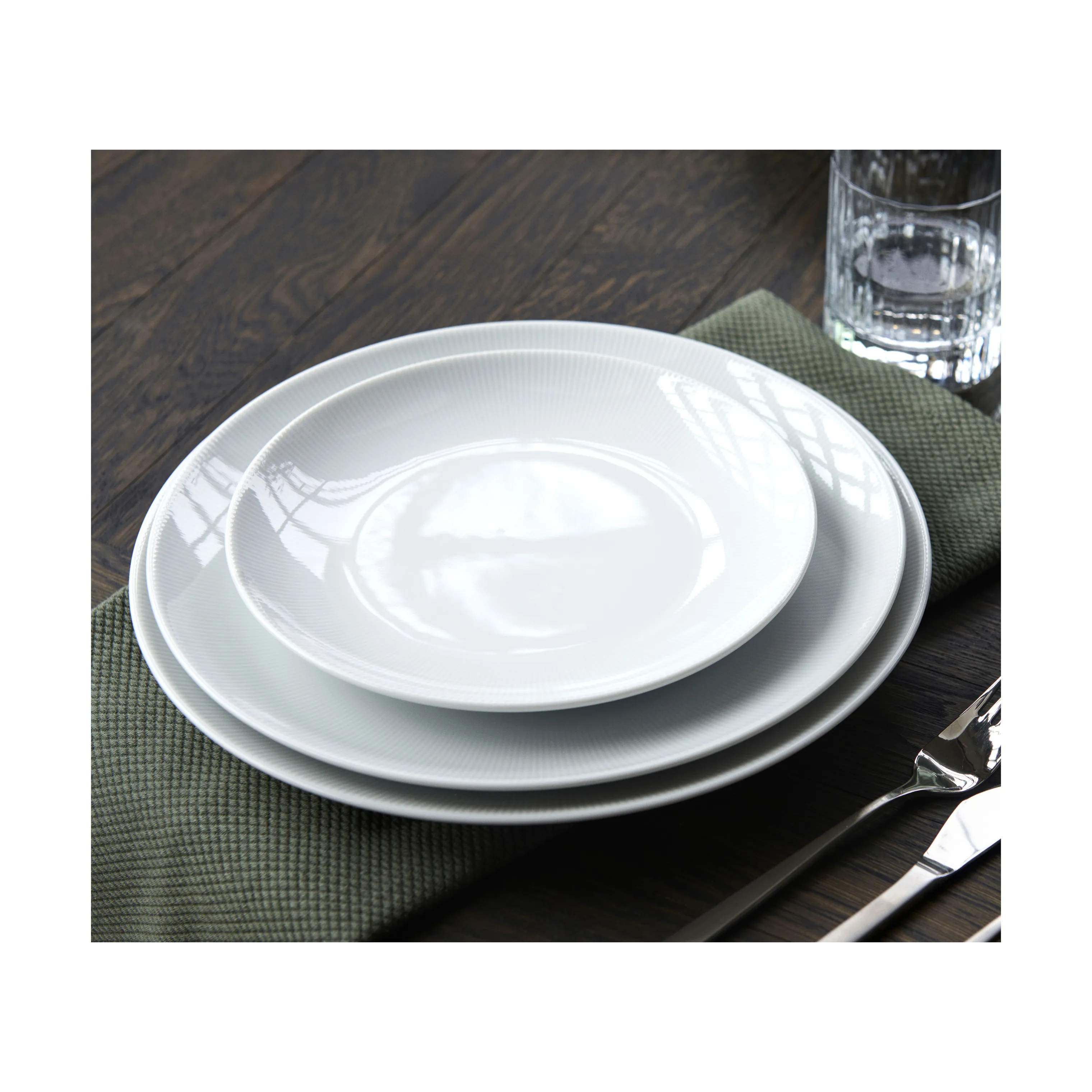 Pillivuyt Middagstallerkener Eventail Tallerken i Hvid, 28 cm, 4