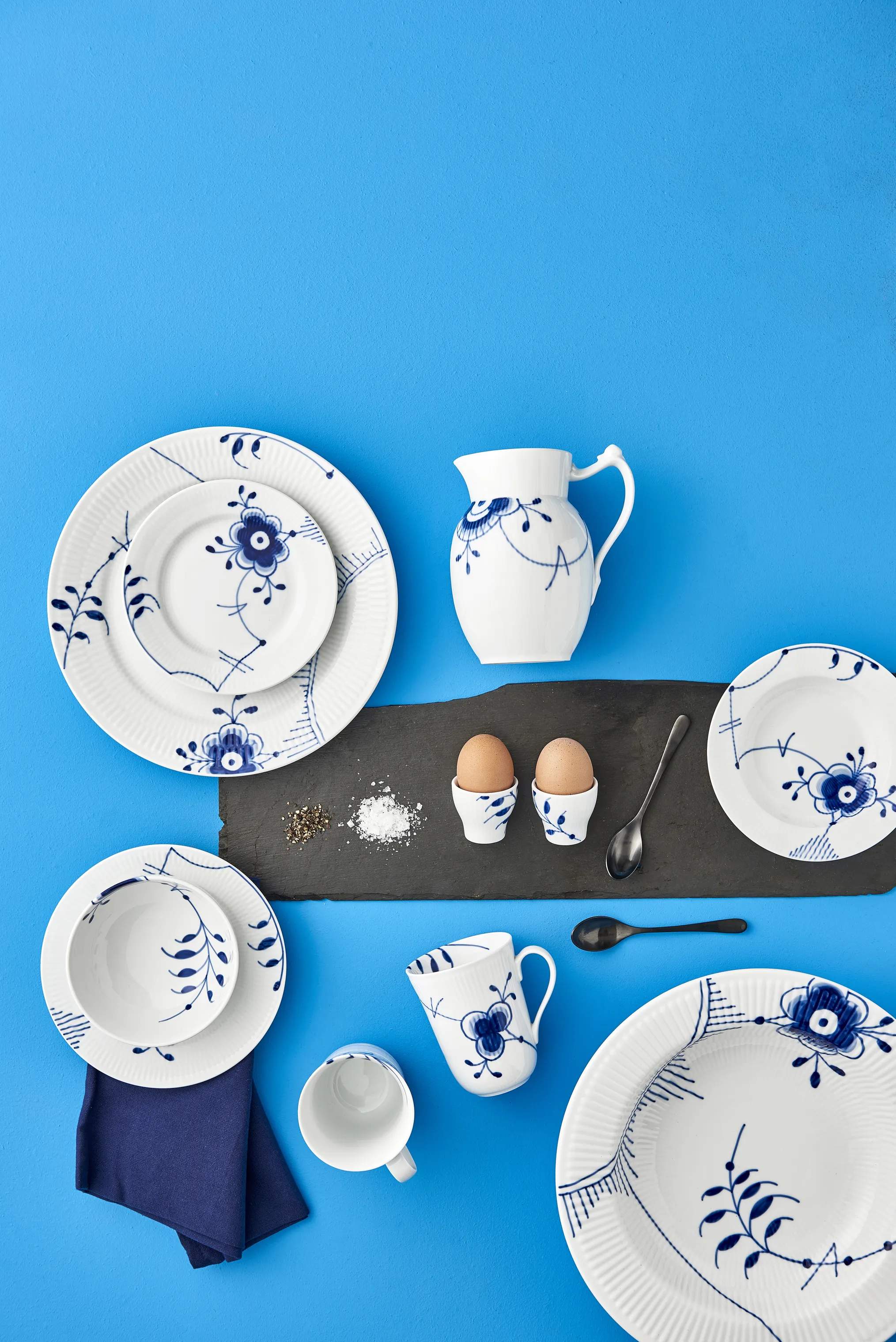 Royal Copenhagen Serveringskander Blå Mega Riflet Kande i 90 cl, 4