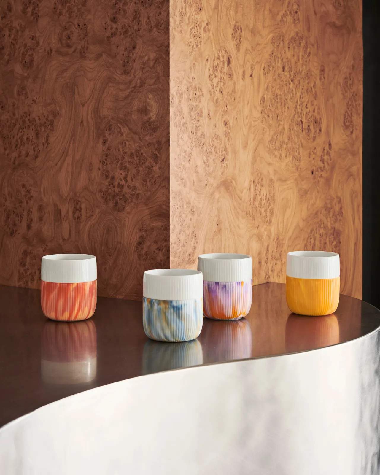 Royal Copenhagen Krus og kopper uden hank Riflet Contrast Marble Krus i Fiery Yellow, 3