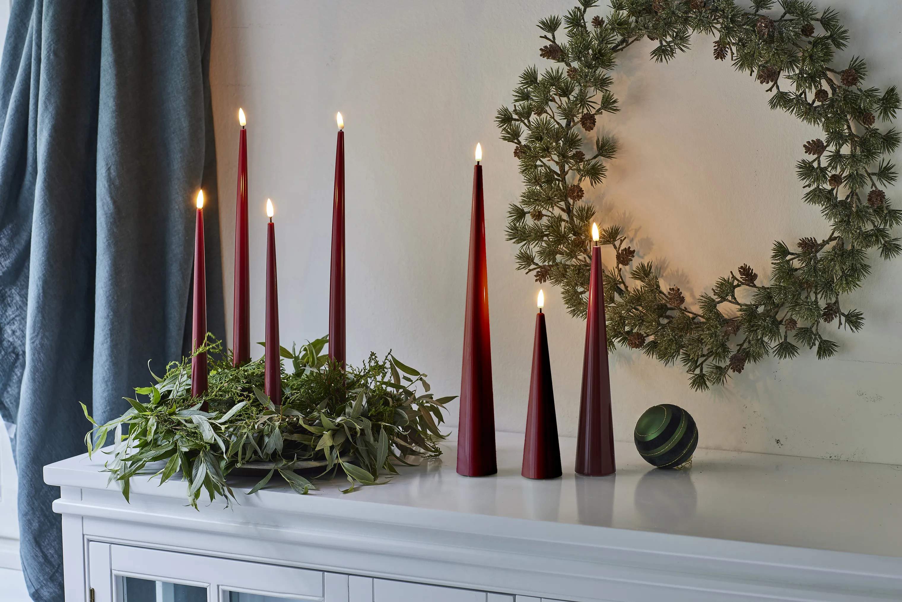 Deluxe Homeart LED-lys Real Flame LED Kertelys - 2 stk. i Mørk Grøn, 28 cm, 3