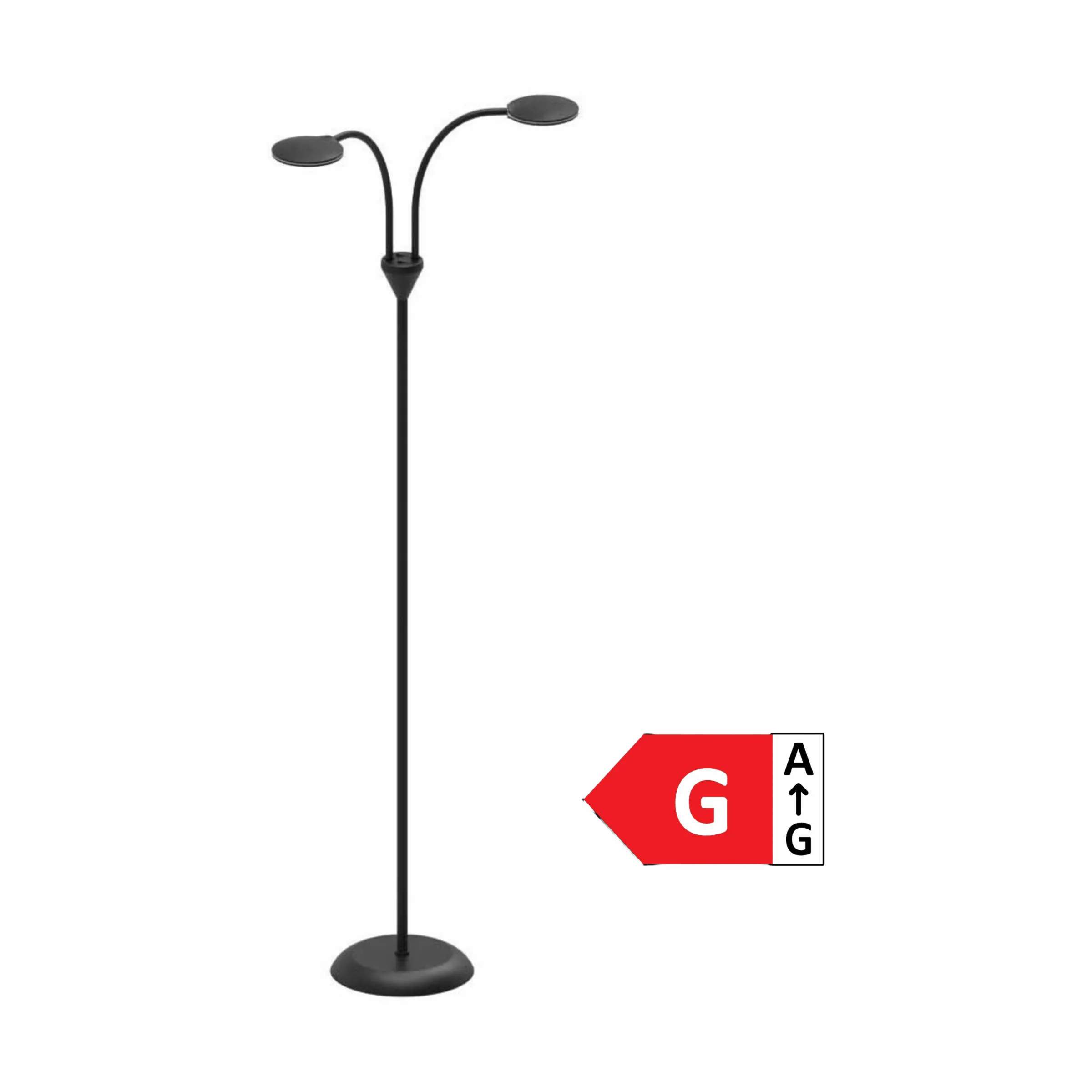 Fix 2-arm Gulvlampe, sort, large