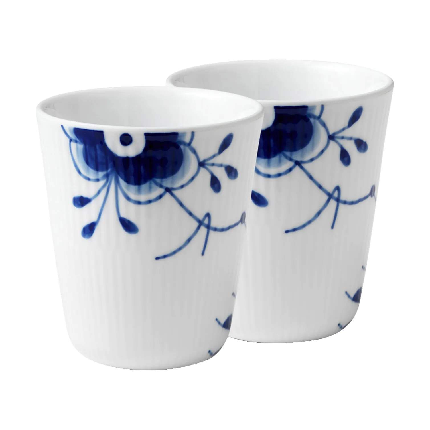 Royal Copenhagen Krus og kopper uden hank Blå Mega Riflet Termokop - 2 stk. i Koboltblå/hvid, 29 cl, 1