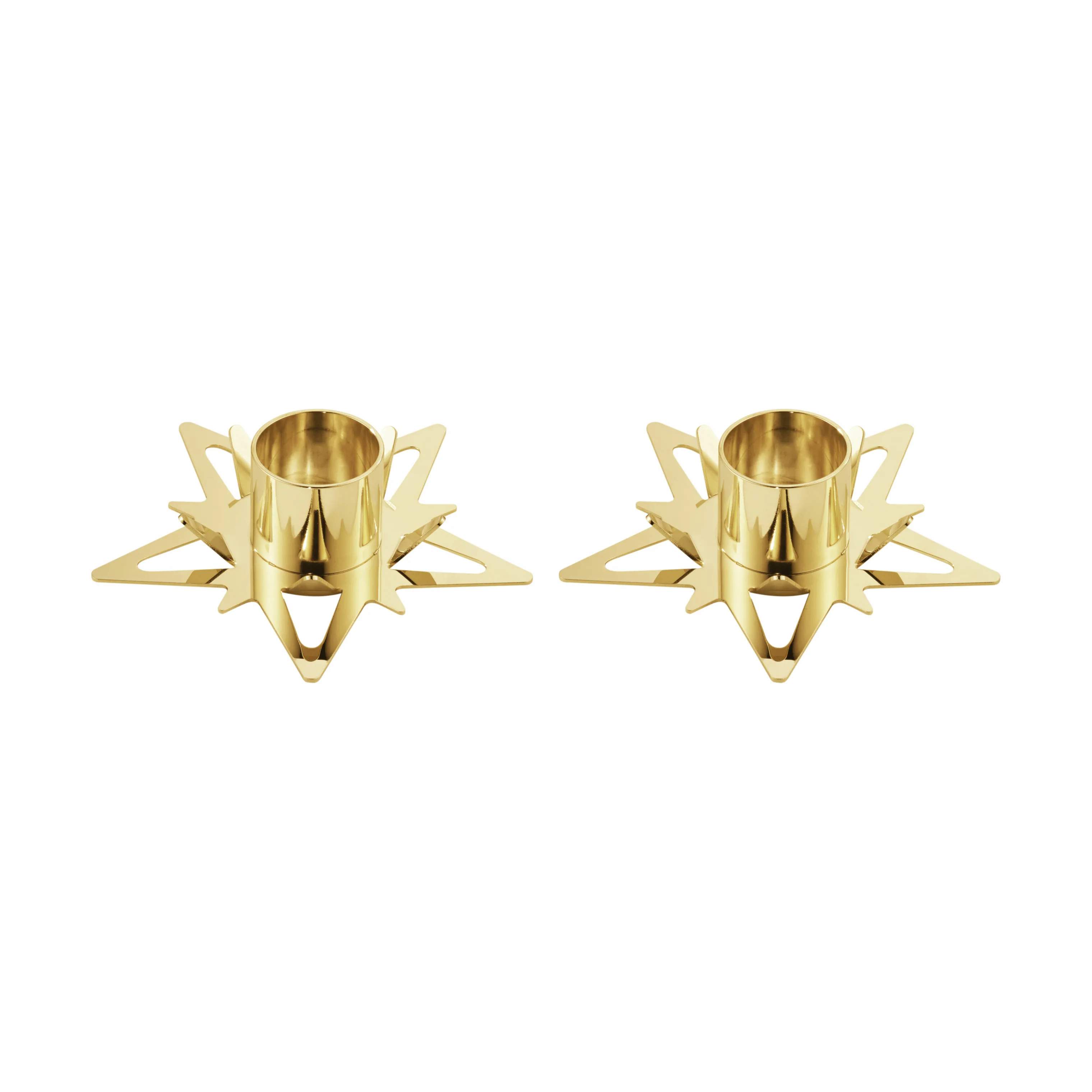 Georg Jensen Jule- og adventsstager Christmas Collectibles CC 2021 Stjerne Lysestage - 2 stk. i Guldfarvet, 2 cm, 1
