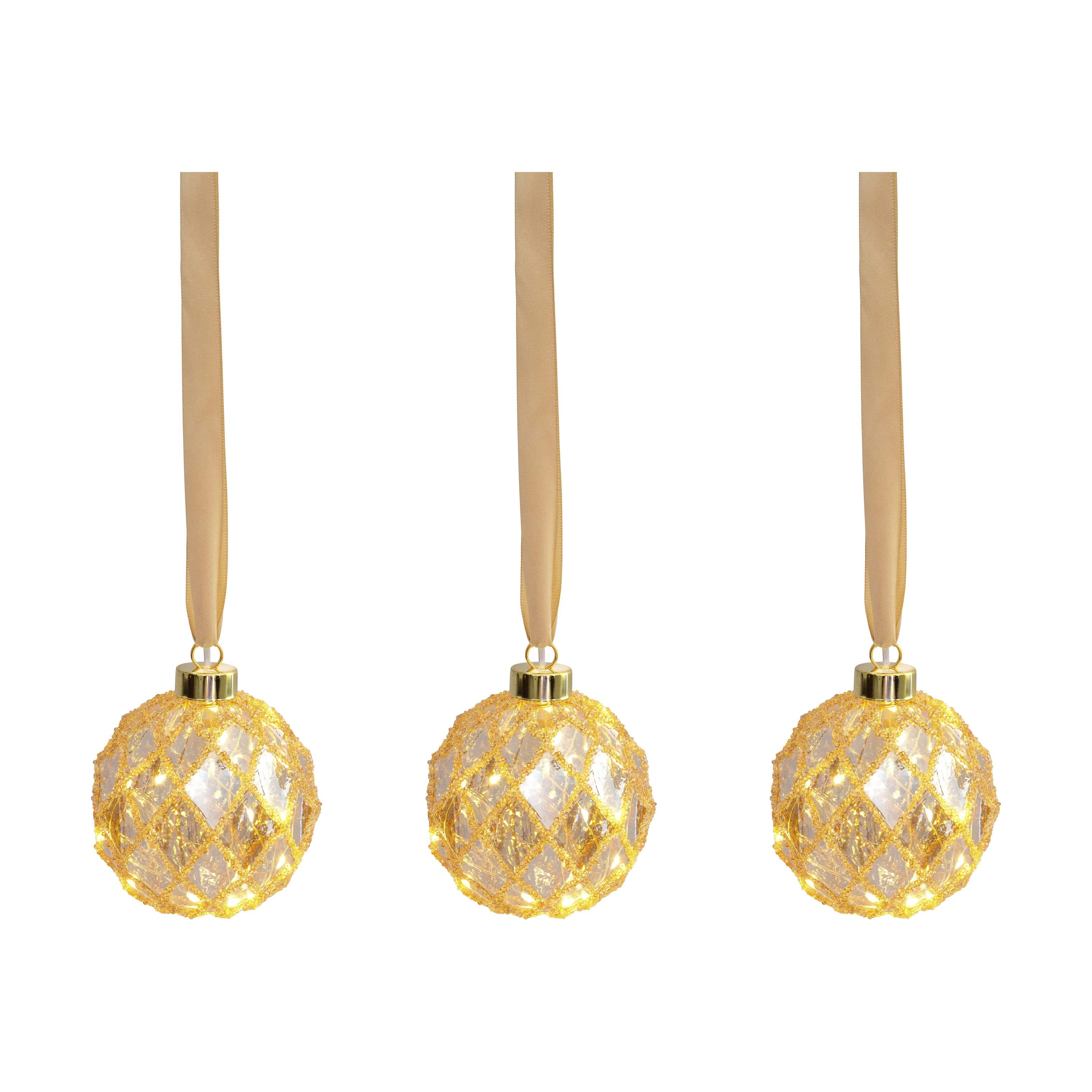 Casa Christmas Juleophæng LED Kugle - 3 stk. i Klar/guld, 1