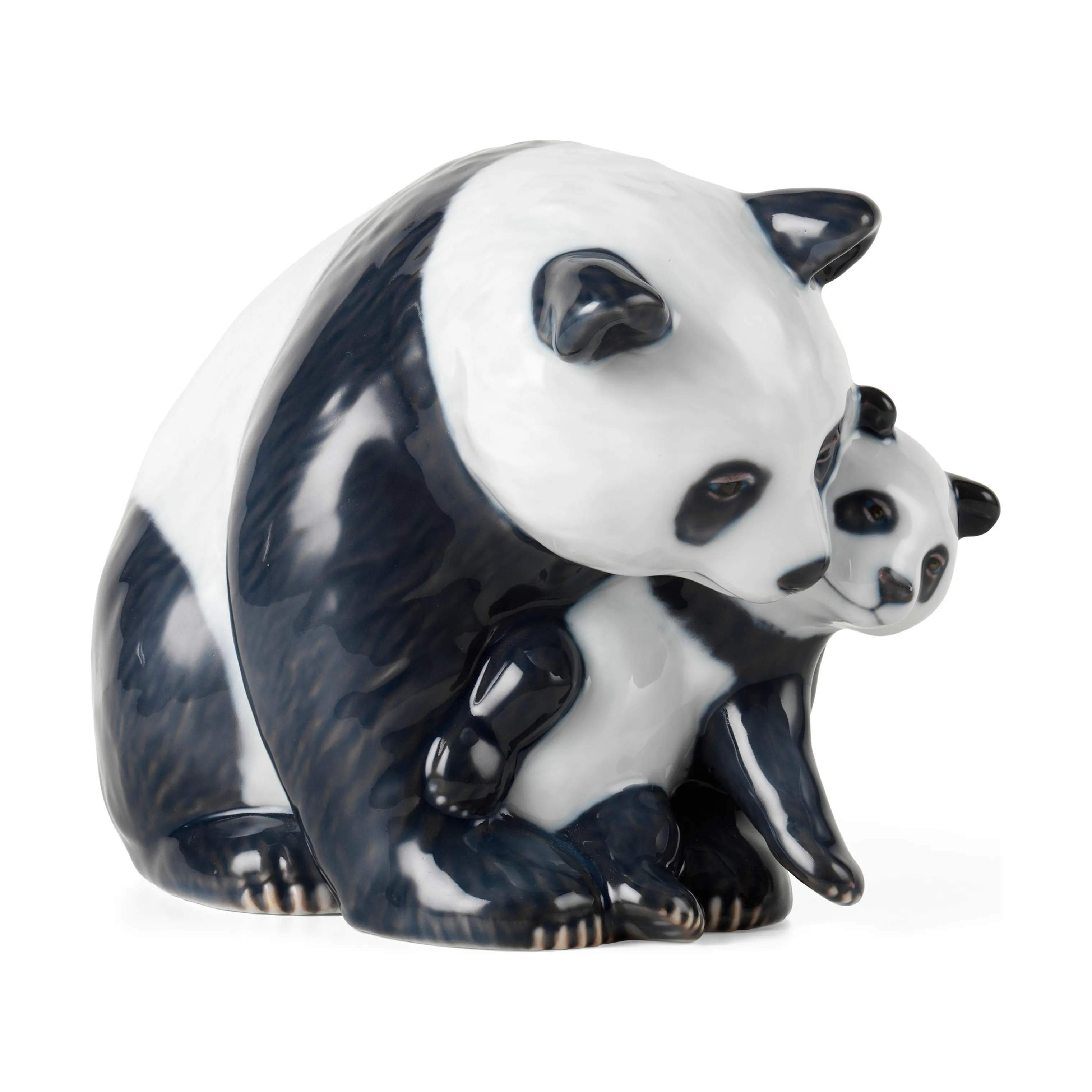 Royal Copenhagen Dyrefigurer Figurine Figur - Panda med Unge i Hvid/Sort, 4