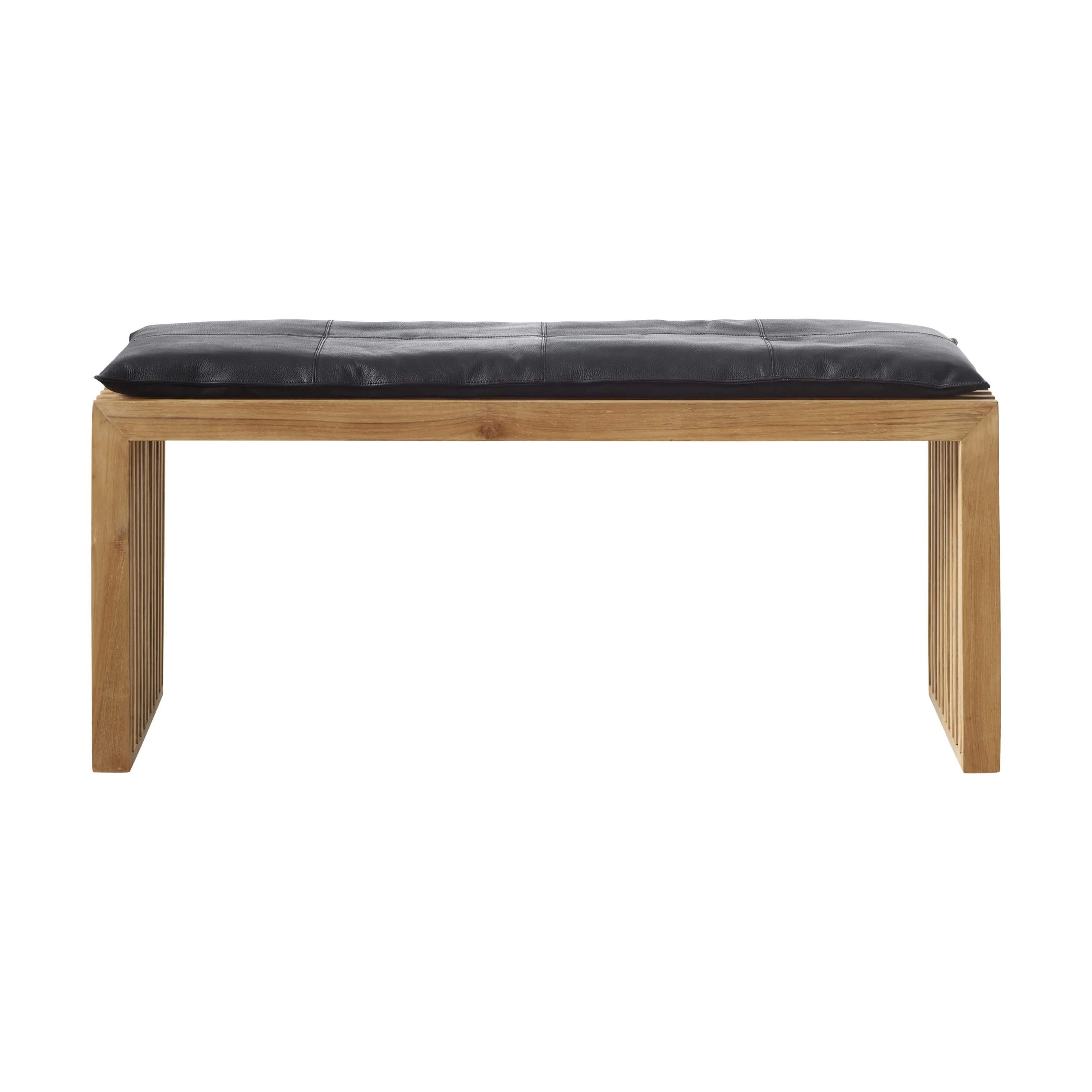 cinas Skamler Rib Bænk inkl. sort hynde i Teak/sort, 104 cm, 3